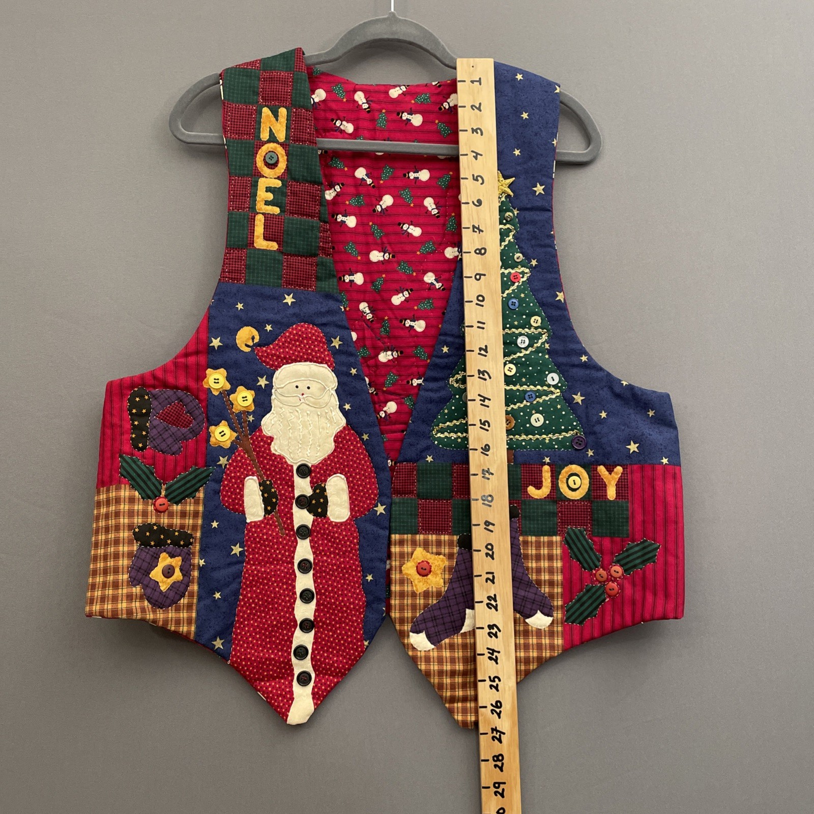 Vtg Handmade Womens XXL Quilted Christmas Vest Holiday Party Ugly Santa Grandma