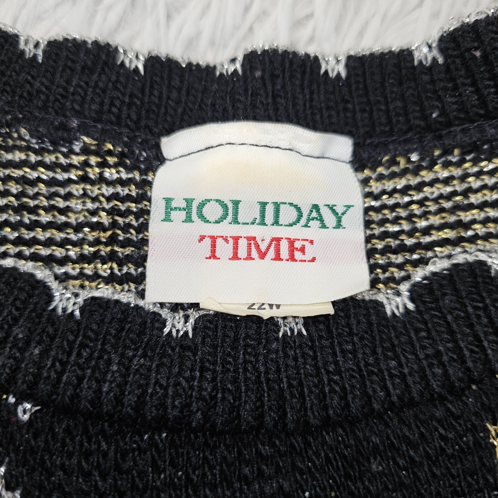 Vintage Holiday Time Women’s Size 22W Black Metallic Ornament Christmas Sweater