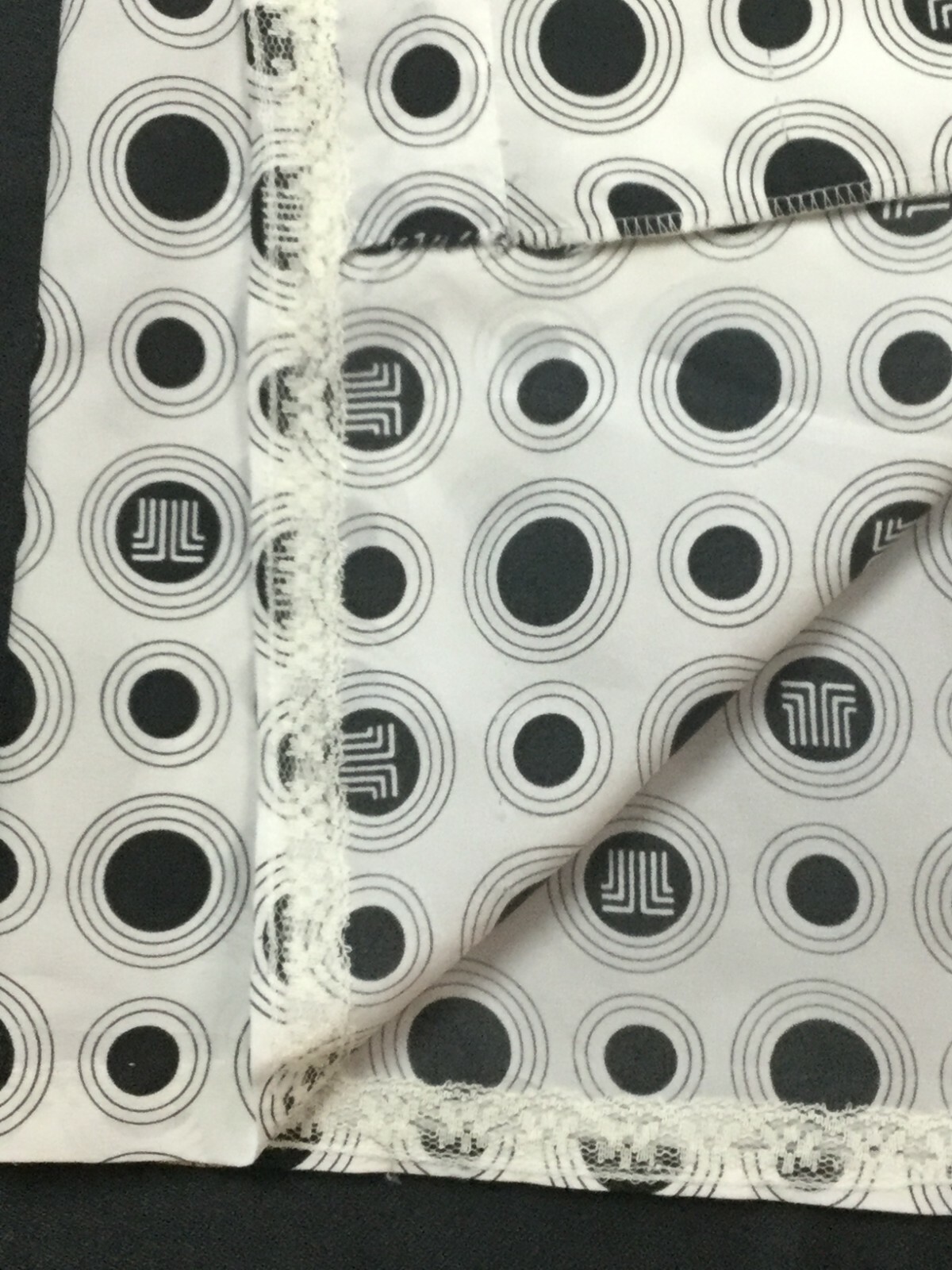 Vintage Lanvin Paris New York Shirt Dress Sz 16 Signature Logo Black White Dots