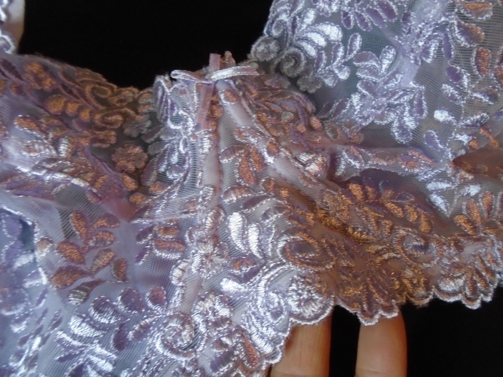 38DD Lilac Embroidered & Second Skin U/W Unlined Vtg Minimizer Bra #8310 38DD