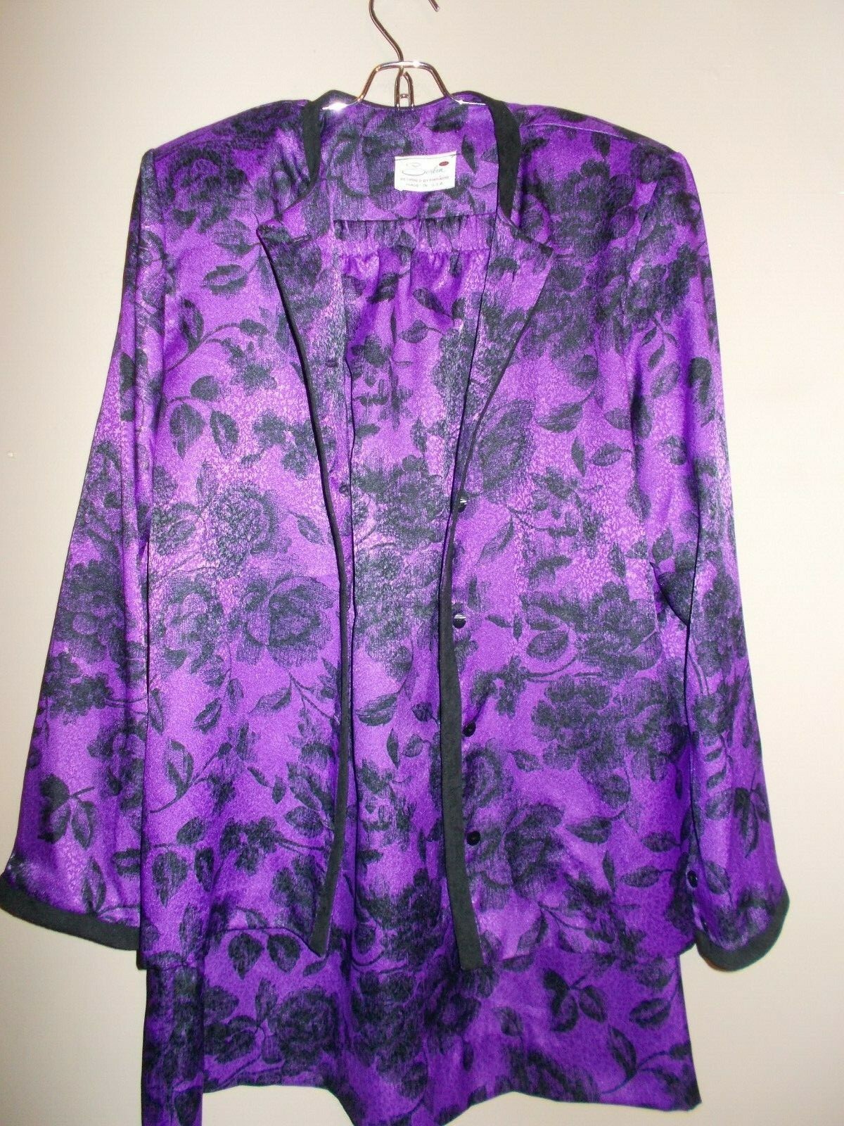 Serbin Designed by Marianne Womens Size 10 Purple Black 2-Pc Skirt Set