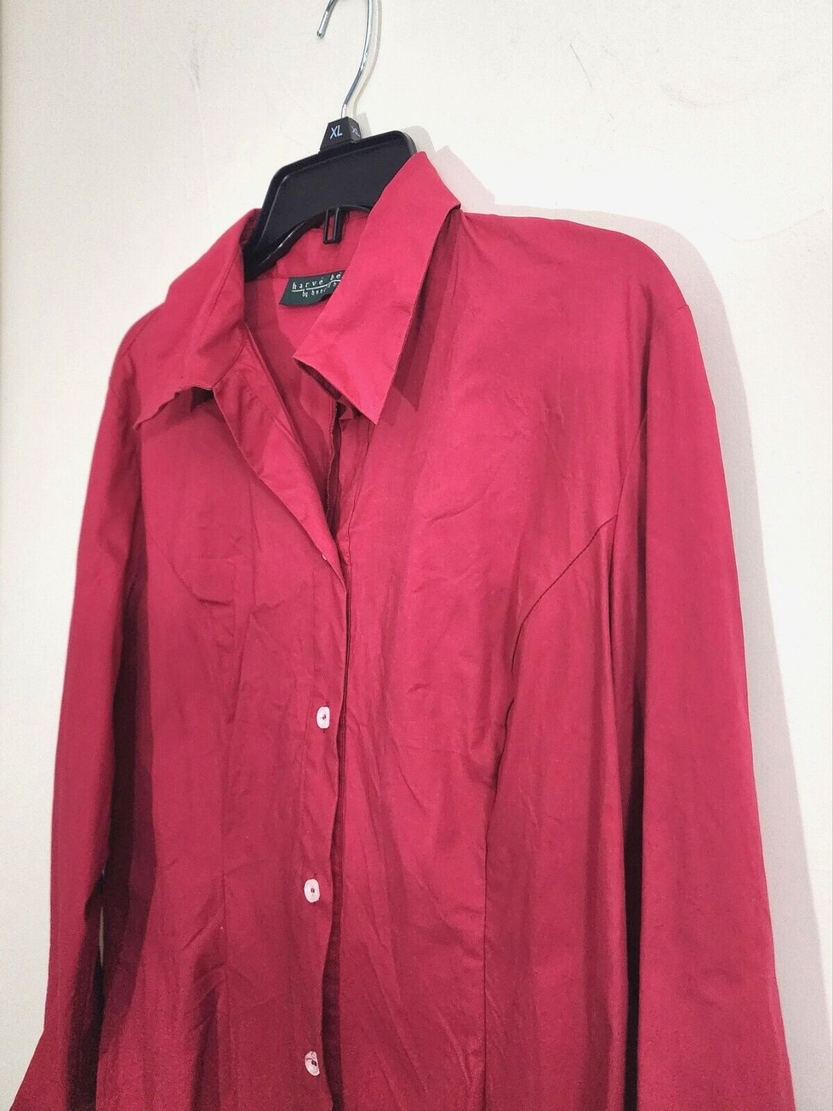Harve Benard Vintage 90s Pink Long Sleeves Cotton Spandex Career Business Casual