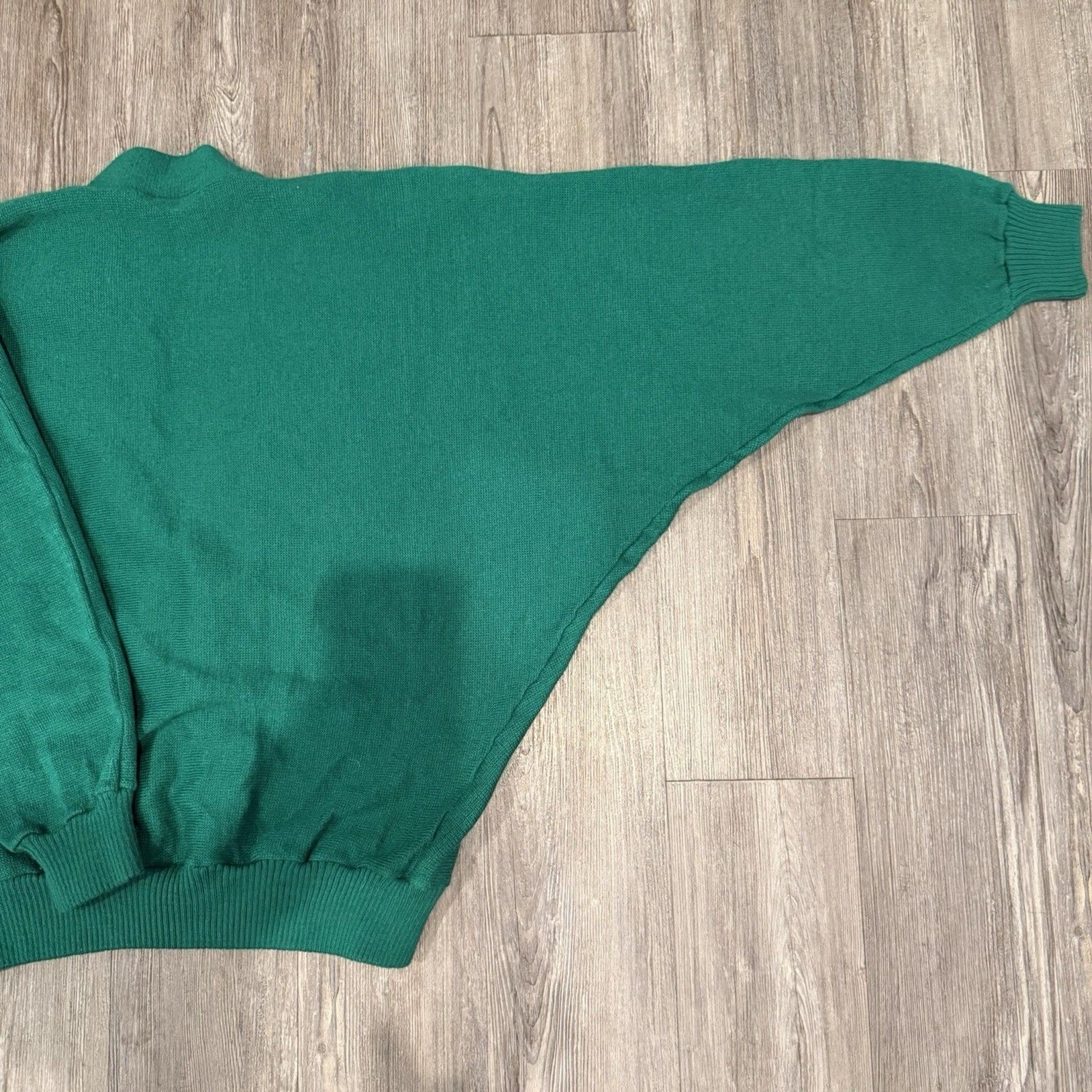 Vintage Handmade Guatemalan Cardigan Sweater Woven Cotton Wool Green Folk Art