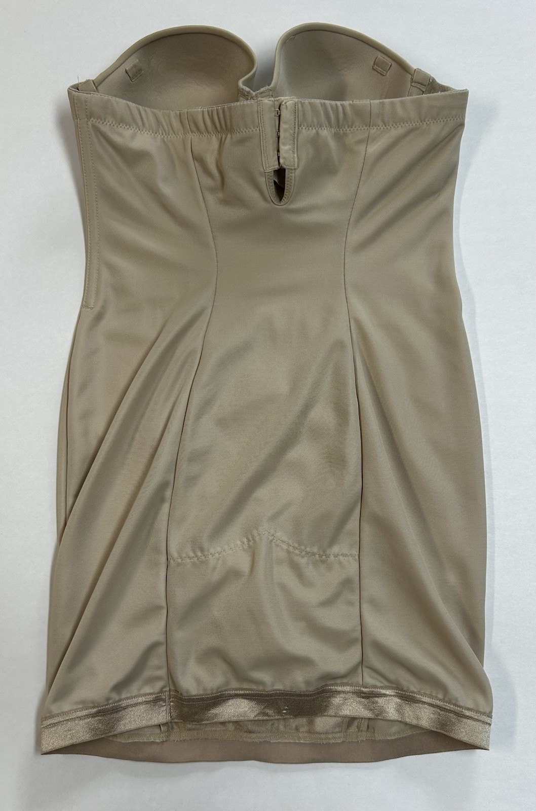 Maidenform 34B Beige Strapless Shaper Slip With Attached Bodysuit Panty