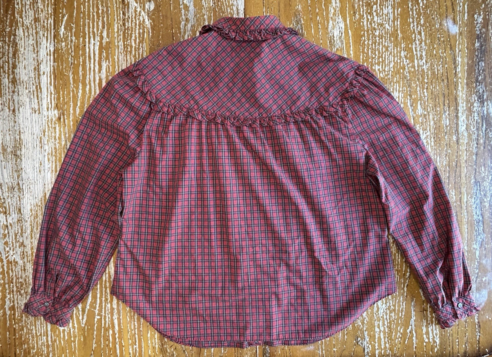 VTG 70s GLORIA VANDERBILT Plaid Ruffle Trim Prairie Victorian Button Top Sz 40