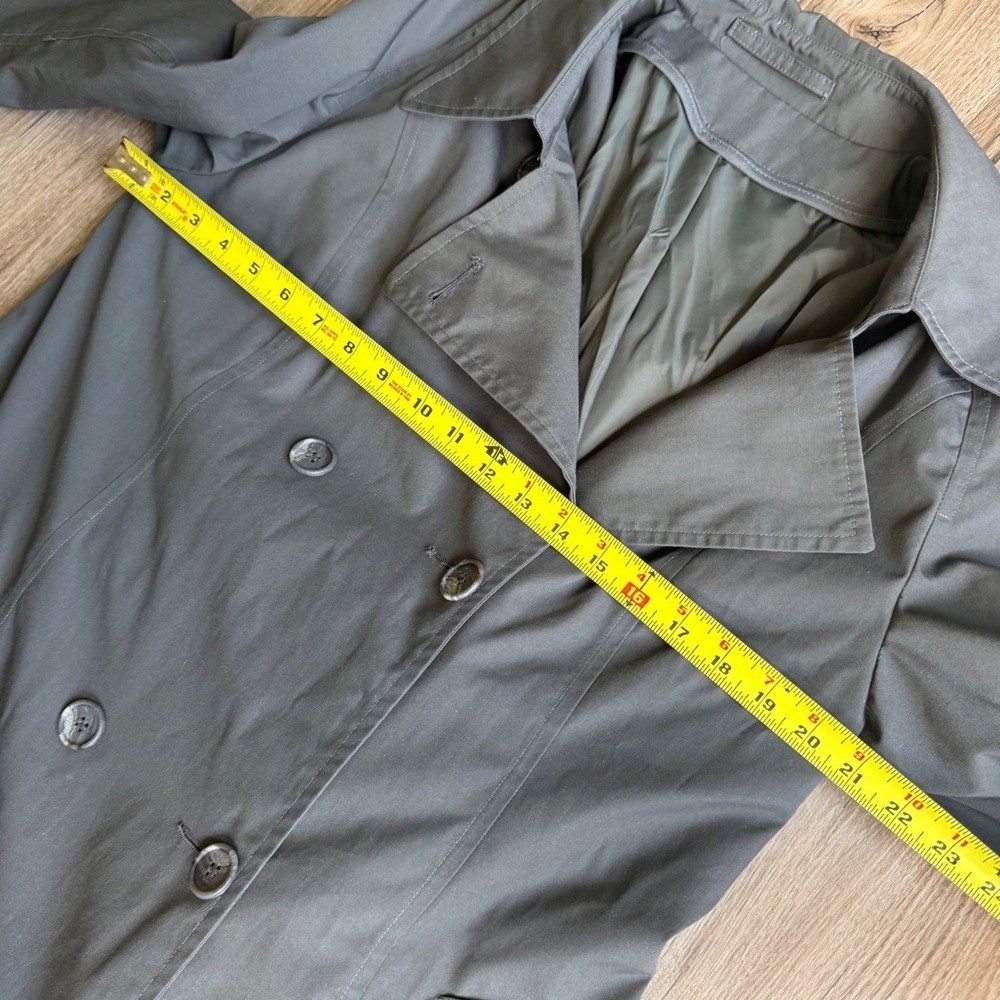 Vintage Double Breasted Trench Coat Grey Size 12 Regular Long Belted