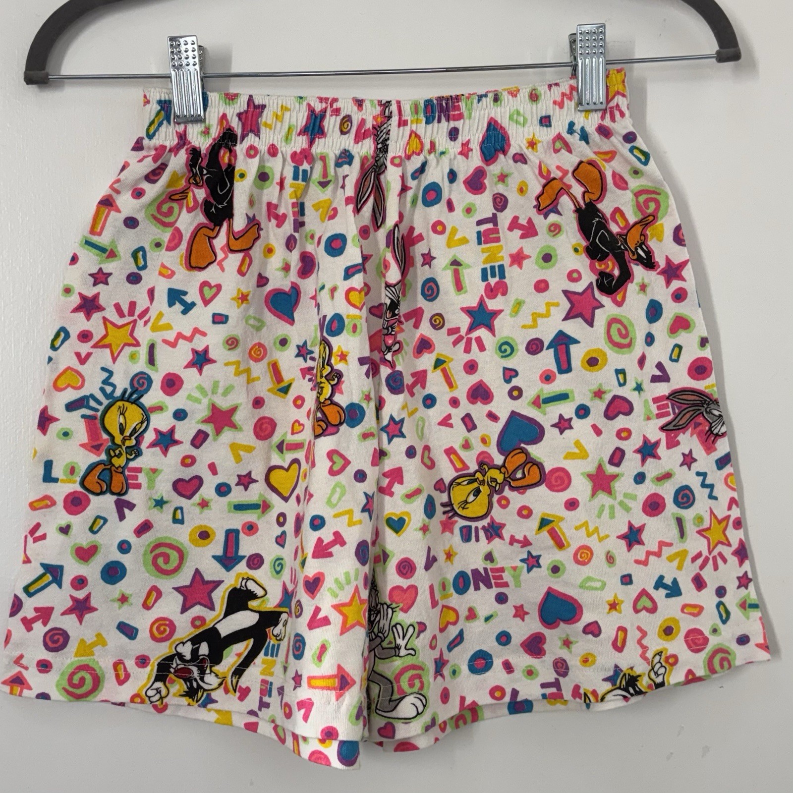 Vintage ‘90s Looney Tunes High-Waisted Sleep Shorts Neon Boxer Women Medium