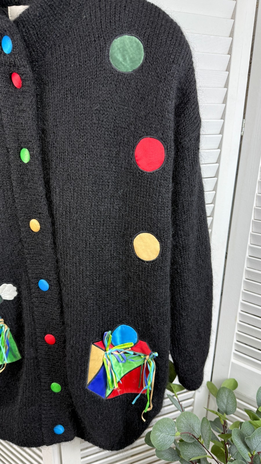 Vintage Hamells Mohair Cardigan Clown Motif Size L Lined Retro Sweater
