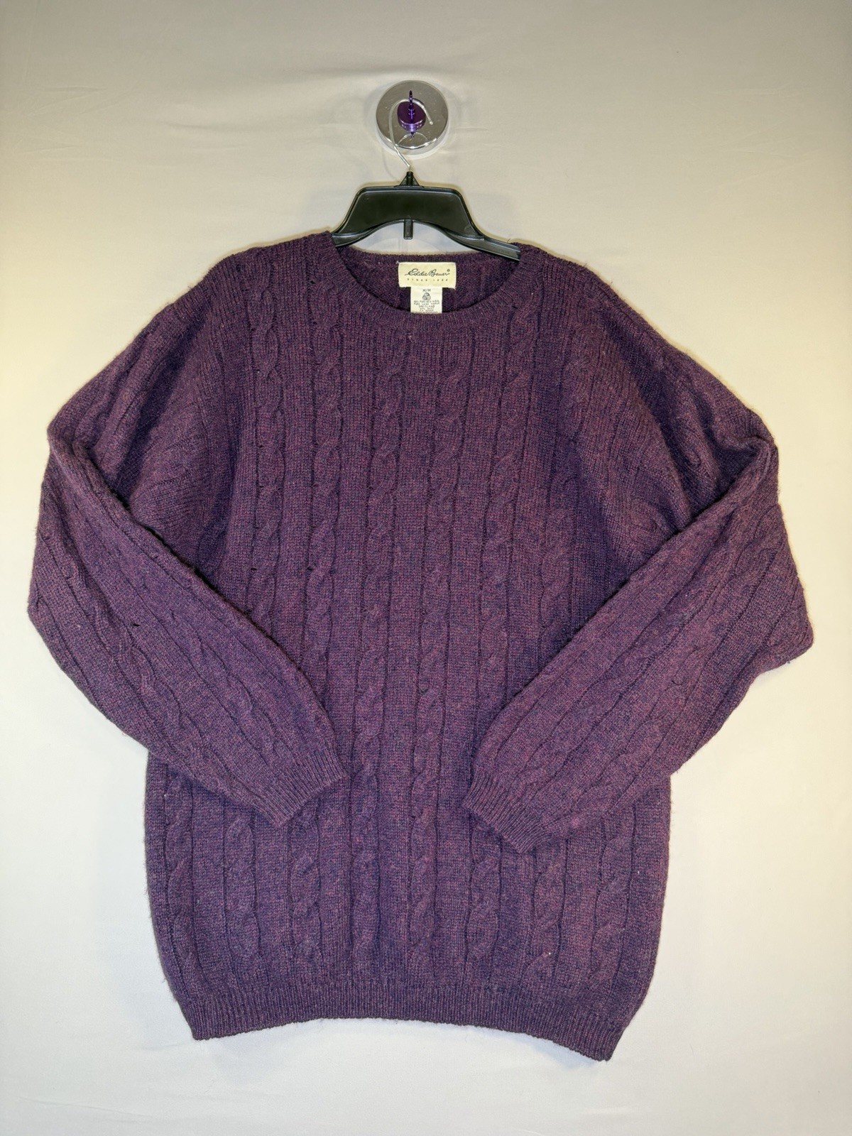Vintage Eddie Bauer Since 1920 100% New Wool Shetland Med Plum Pullover Sweater