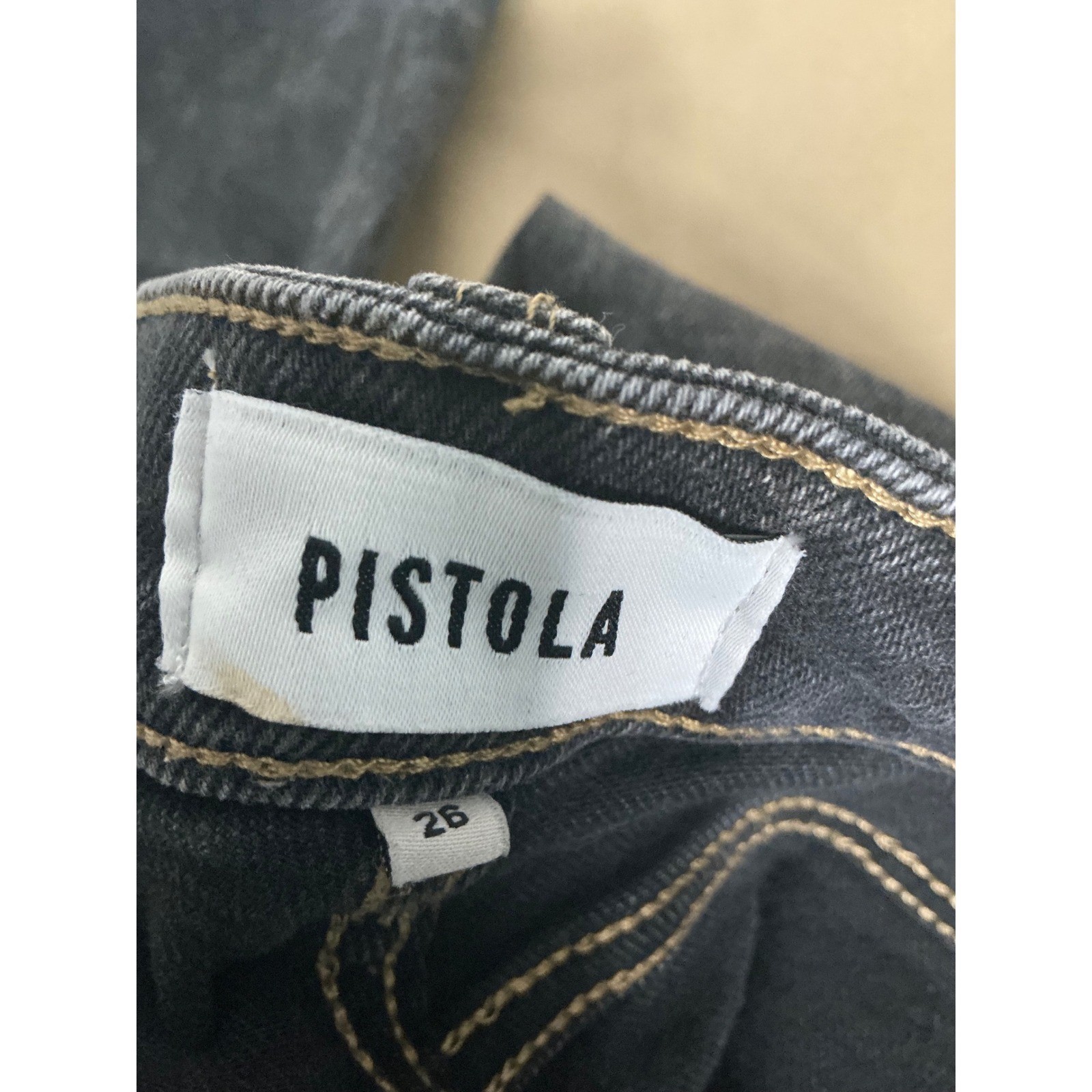 Pistola Lennon High Rise Boot Cut Cropped Black Acid Wash Ankle Jeans 26 Grunge