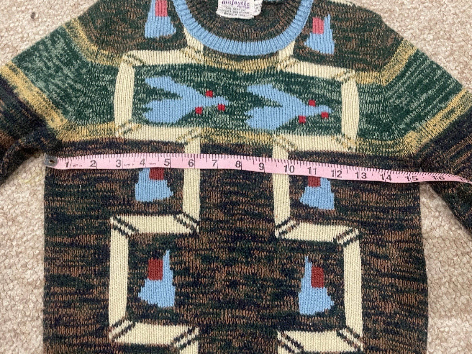 Majestic Knitwear 60s 70s S/M Decorative Abstract Acrylic Sweater