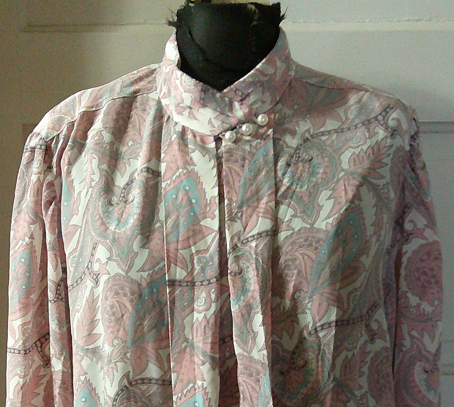 90’s ALFRED DUNNER Pink Paisley Silky LS Button Up Top Shirt Blouse 14