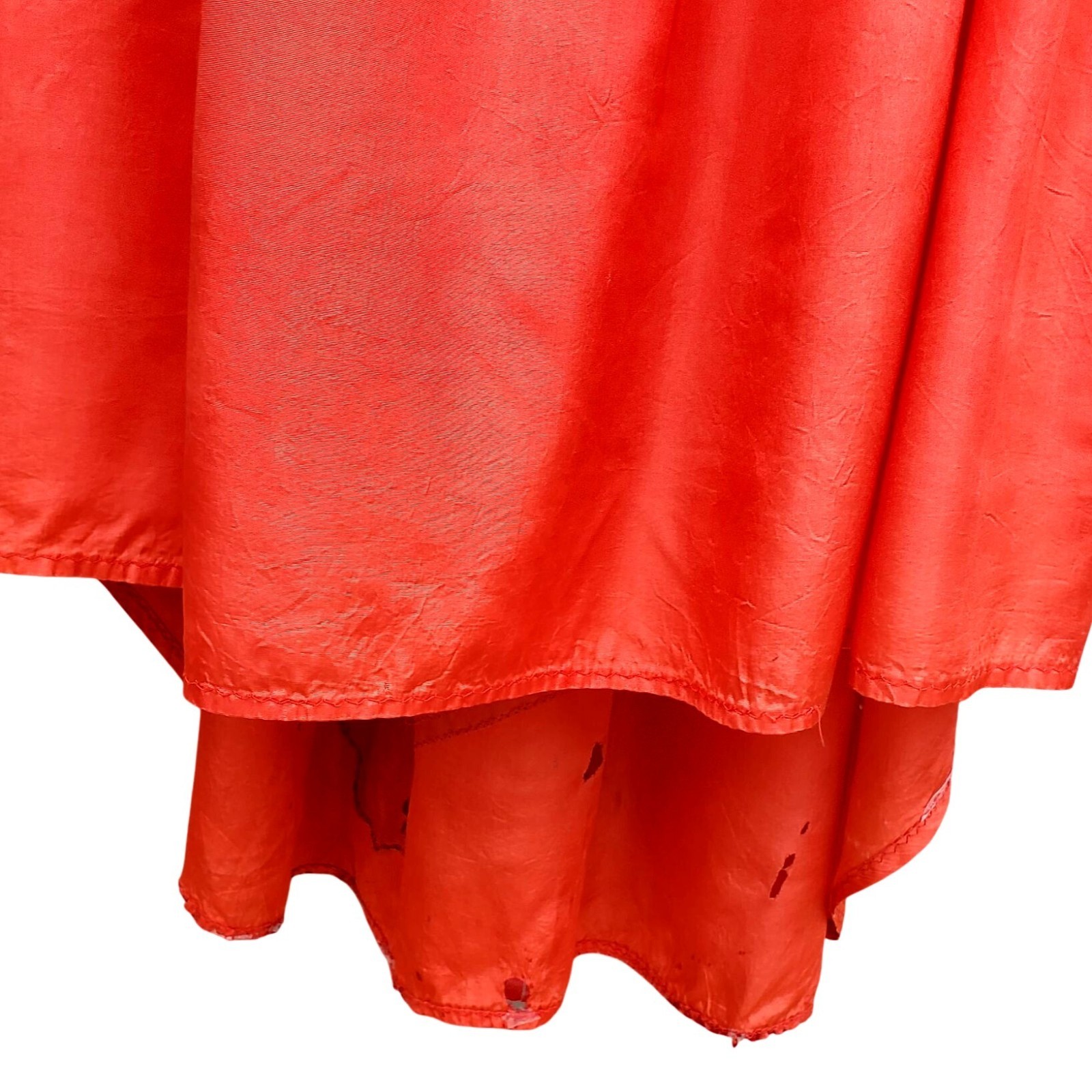 Vintage 30s Style Red Orange Acetate Maxi Size S Black Appliqué Gown Prom Dress