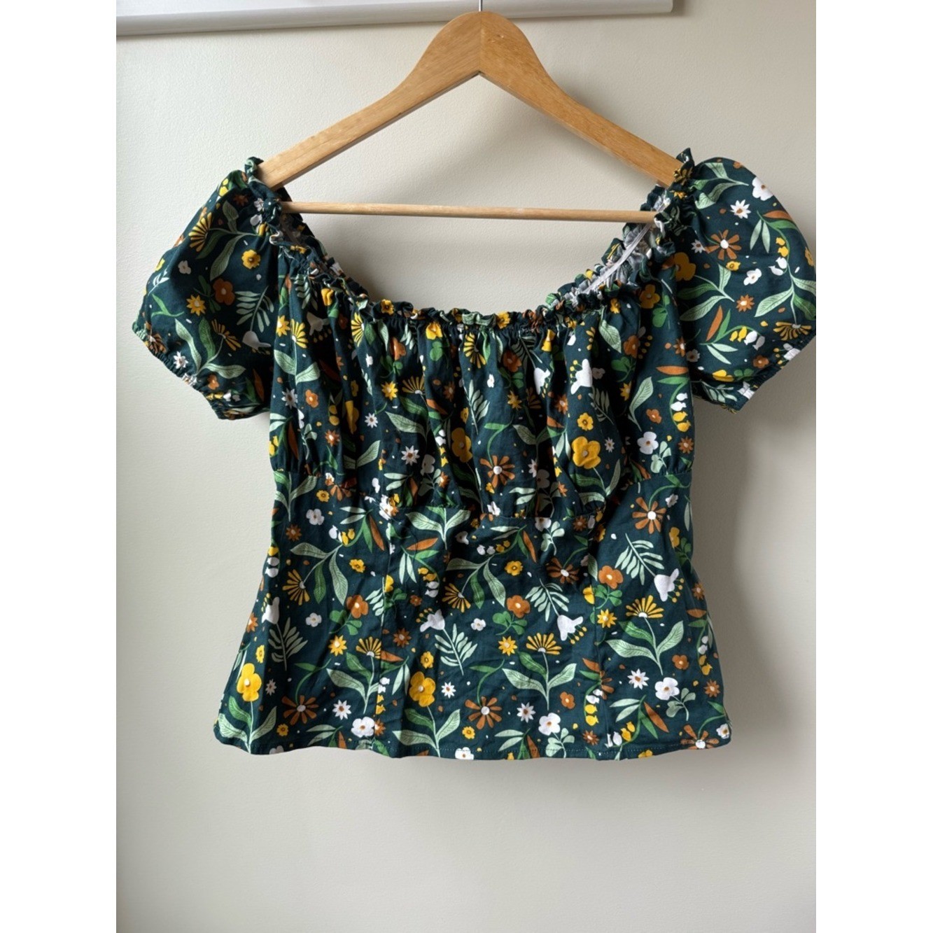MODCLOTH X COLLECTIF Retro Floral Cottagecore Top Blouse Twee Green Prairie 12