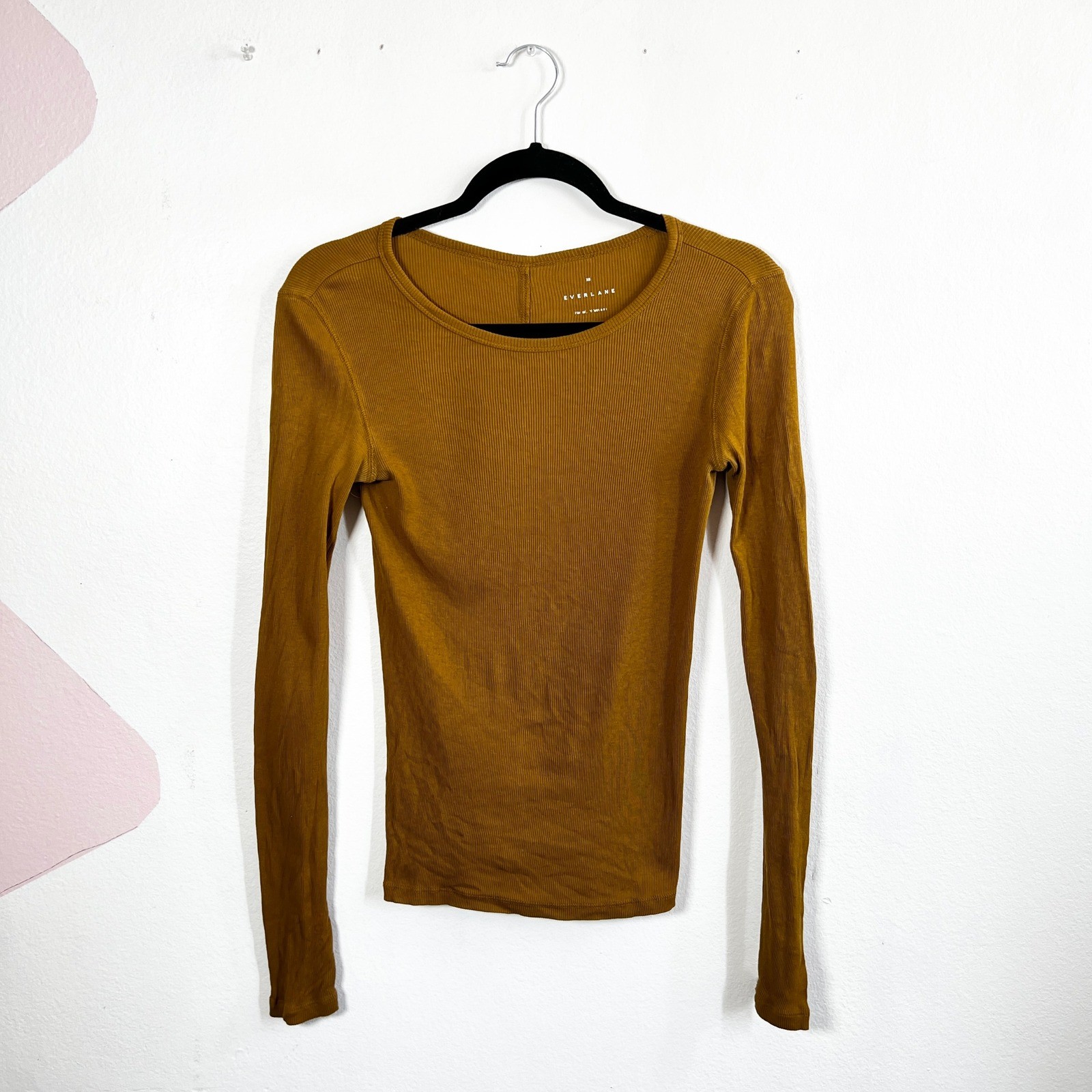 Everlane Ribbed Long Sleeve Top XS Classic Staple Cozy Cotton