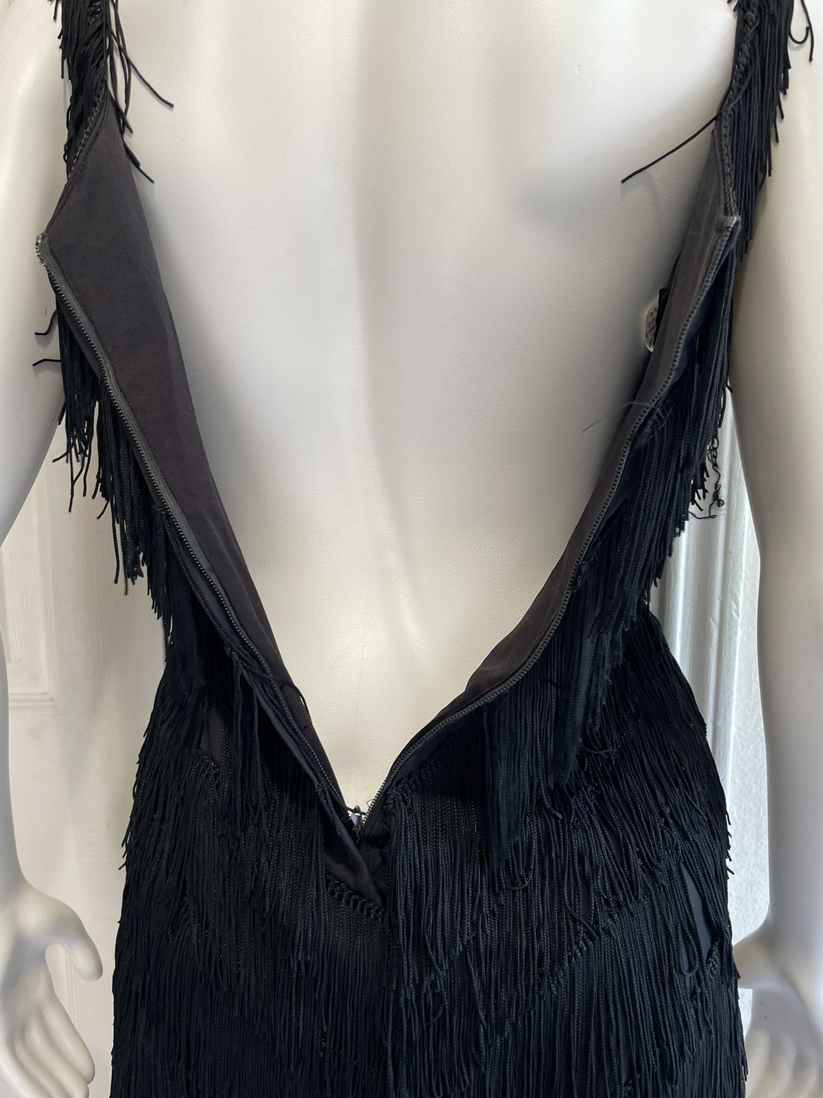 Vintage 80s TD4 by Electra Fringed Flapper Black Classic Dress Size 3/4 8