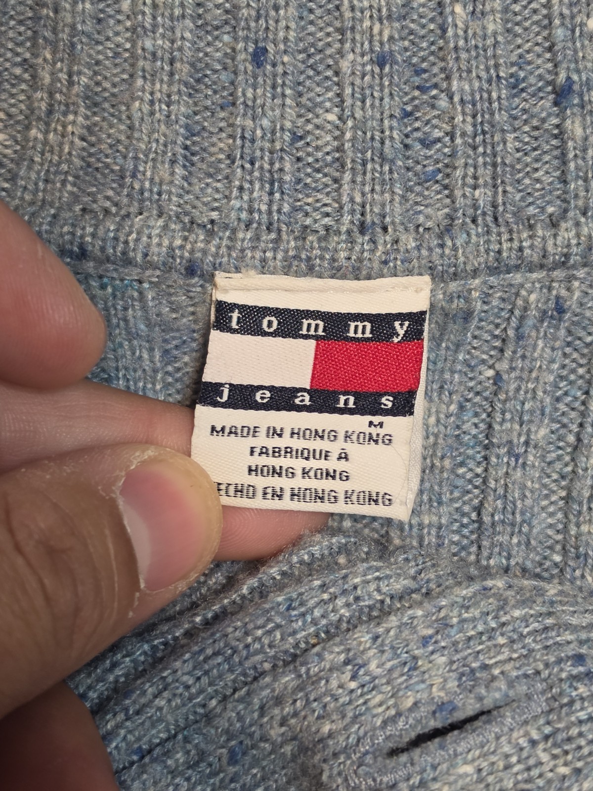 Tommy Jeans Hilfiger Women’s Pullover Knit Sweater Blue Size Medium Y2K 2000s Y3