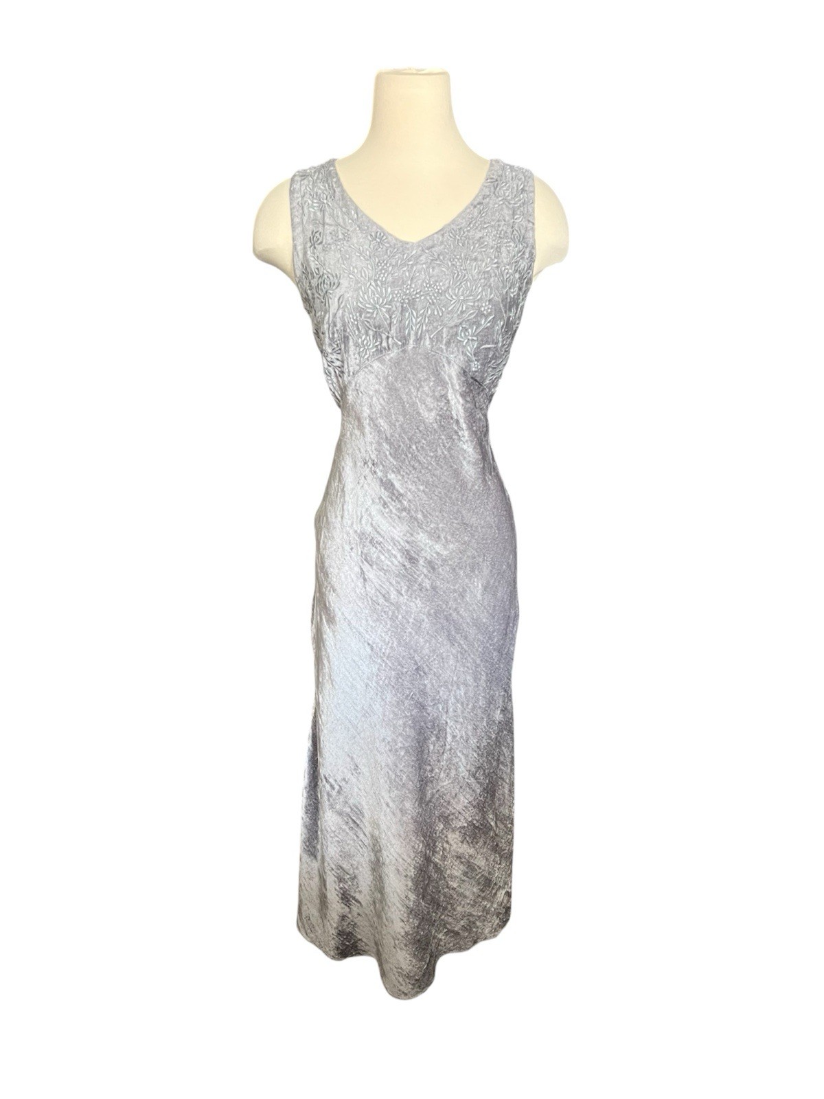 Nostalgia Vtg 90s Crushed Velvet Dress Gray Sz. M Whimsigoth Dark Fairy Party