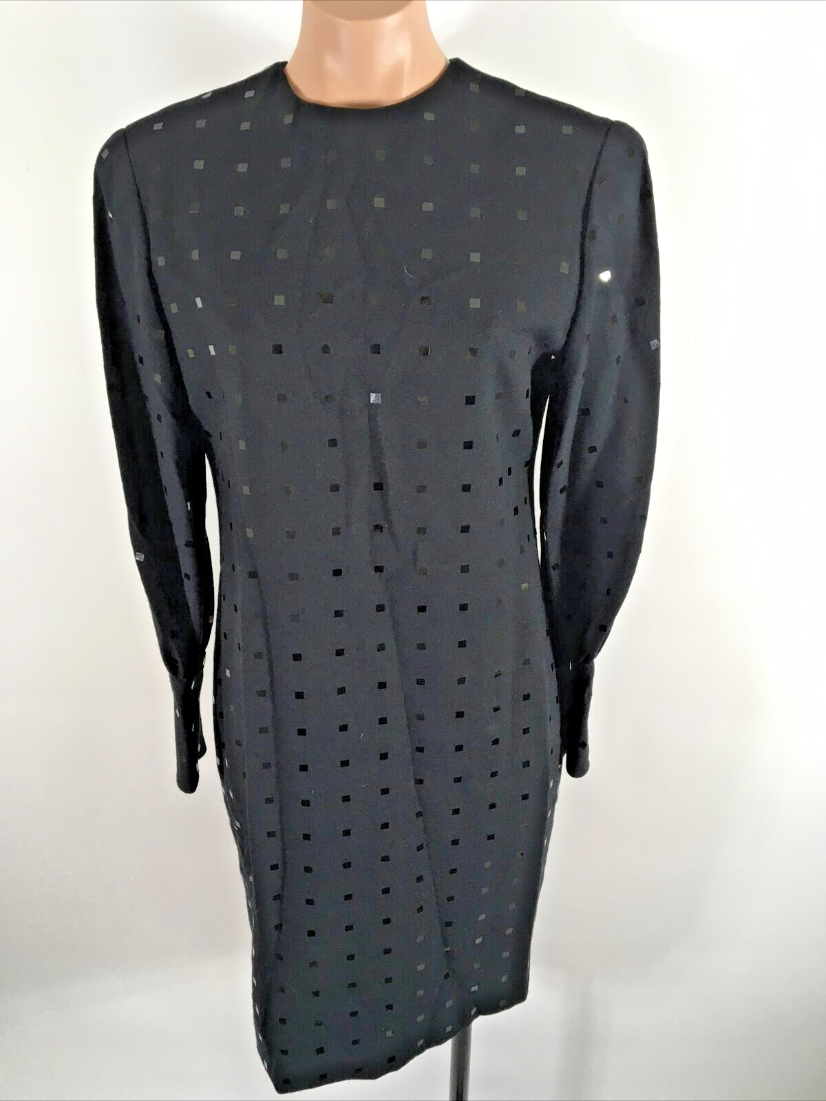Stanley Platos Square Sequin Long Sleeve Martin Ross black Cocktail Dress LBD 8