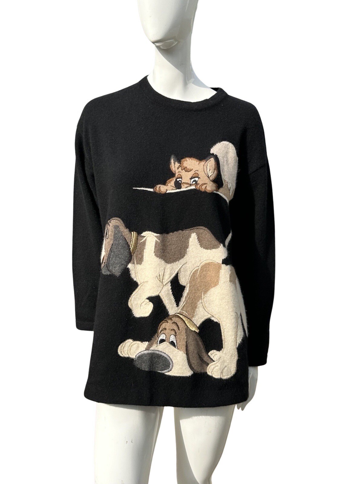 Vintage ICEBERG fox Hiding From The Hounds 80s Sweater Size Small Oversized