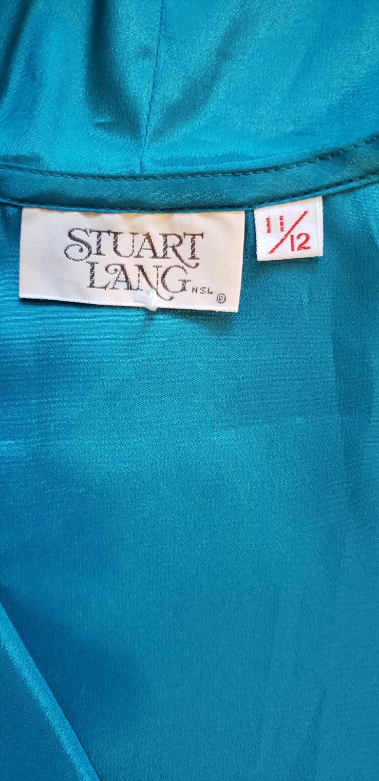 STUART LANG Blouse Women 11/12 Blue Flutter Collar Puff Sleeve Sweet VTG 80s