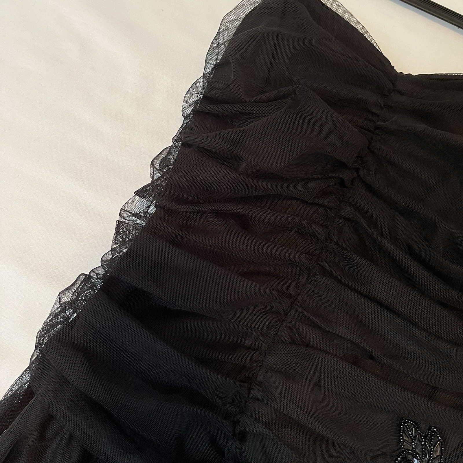 Vtg Kiki Dress Women’s Large Black Pink Satin Fairy Whimsigoth Ruching Y2K USA