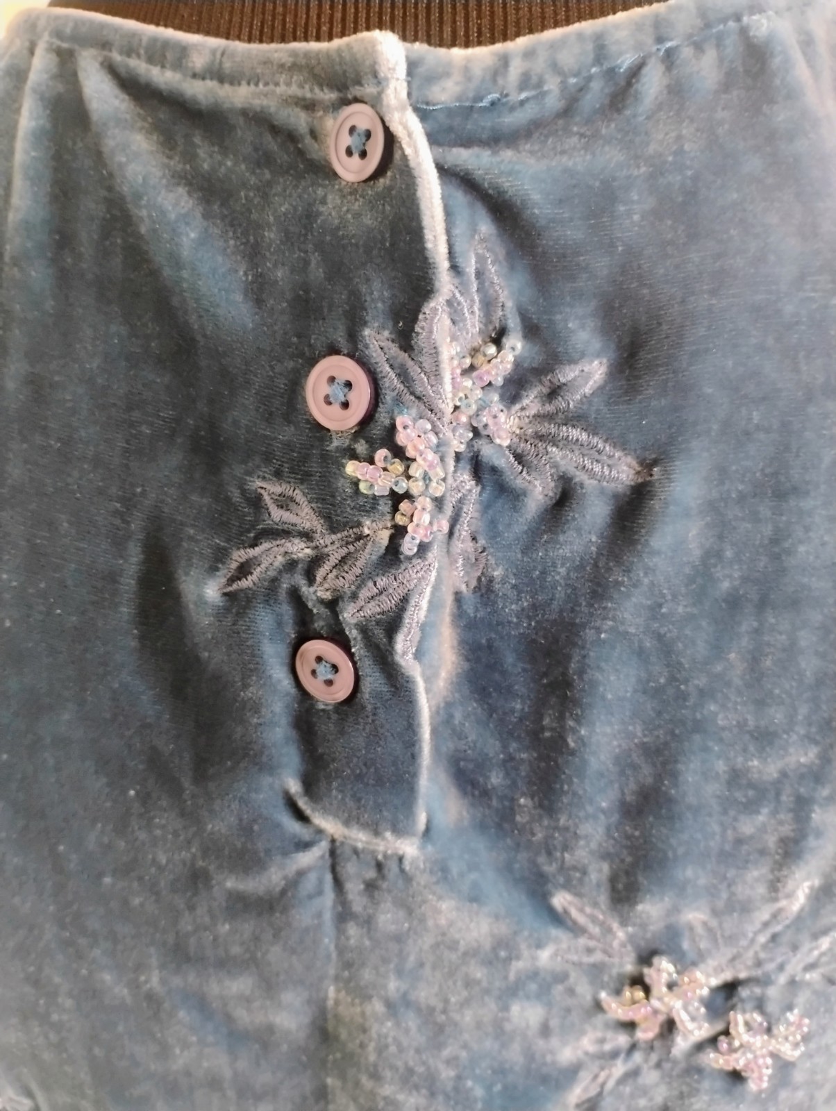Vintage Field & Manor Teal Velvet beaded & embellished Top Size 8