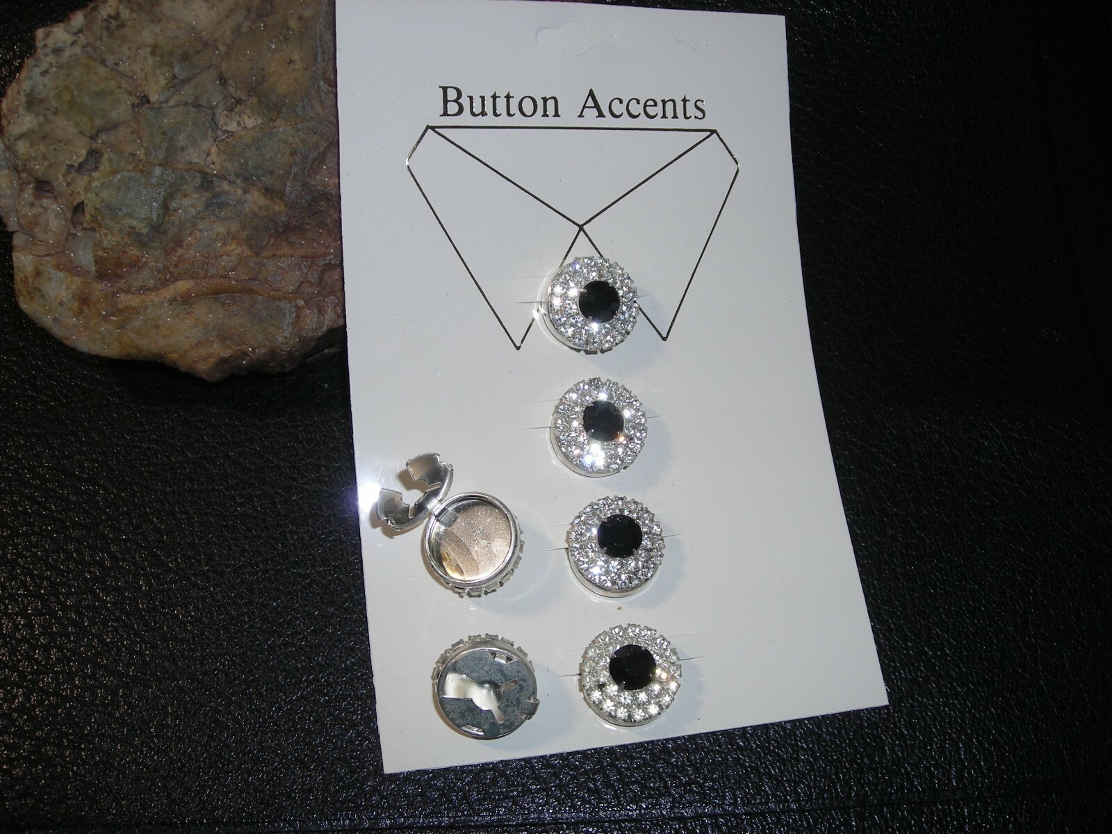 VINTAGE ACCENT RETRO CLEAR DECO RHINESTONE BUTTON COVERS 1970’S DESIGNER ESTATE
