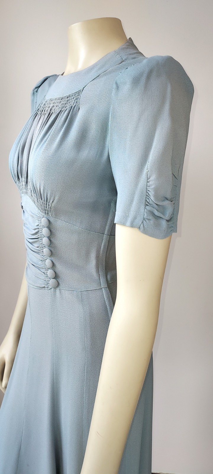 VTG Early 40s Classic True Vintage Dove Gray 2 pc Rayon Dress and Bolero Set. Sm