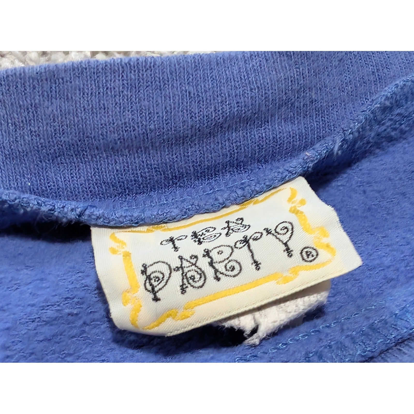 Tea Party Sweatshirt Women XL Blue Pigs in a Blanket Vintage 1998 Graphic Retro