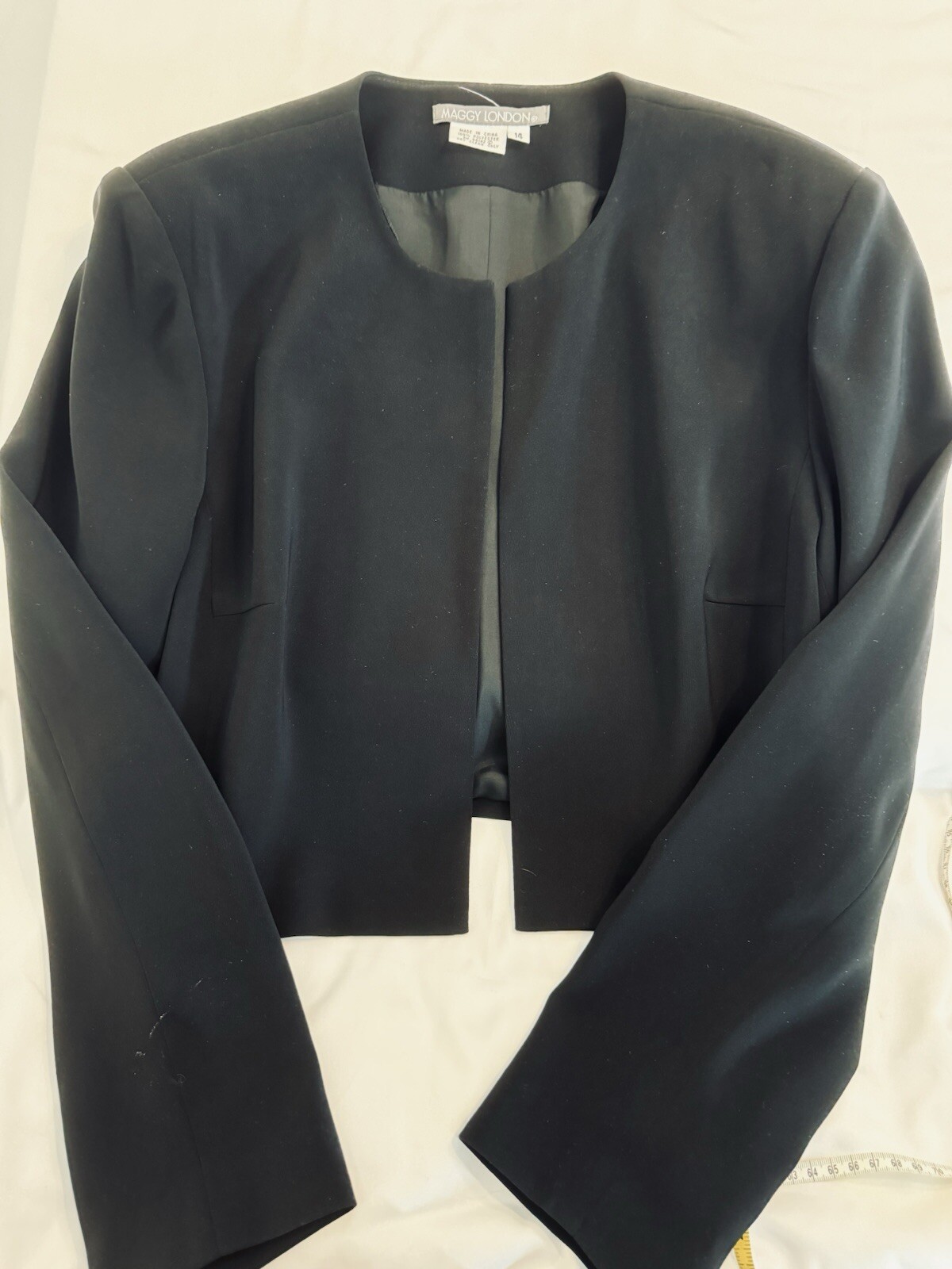 Vtg Y2K Maggy London Size 14 Black Cocktail Spaghetti Strap Dress with Bolero