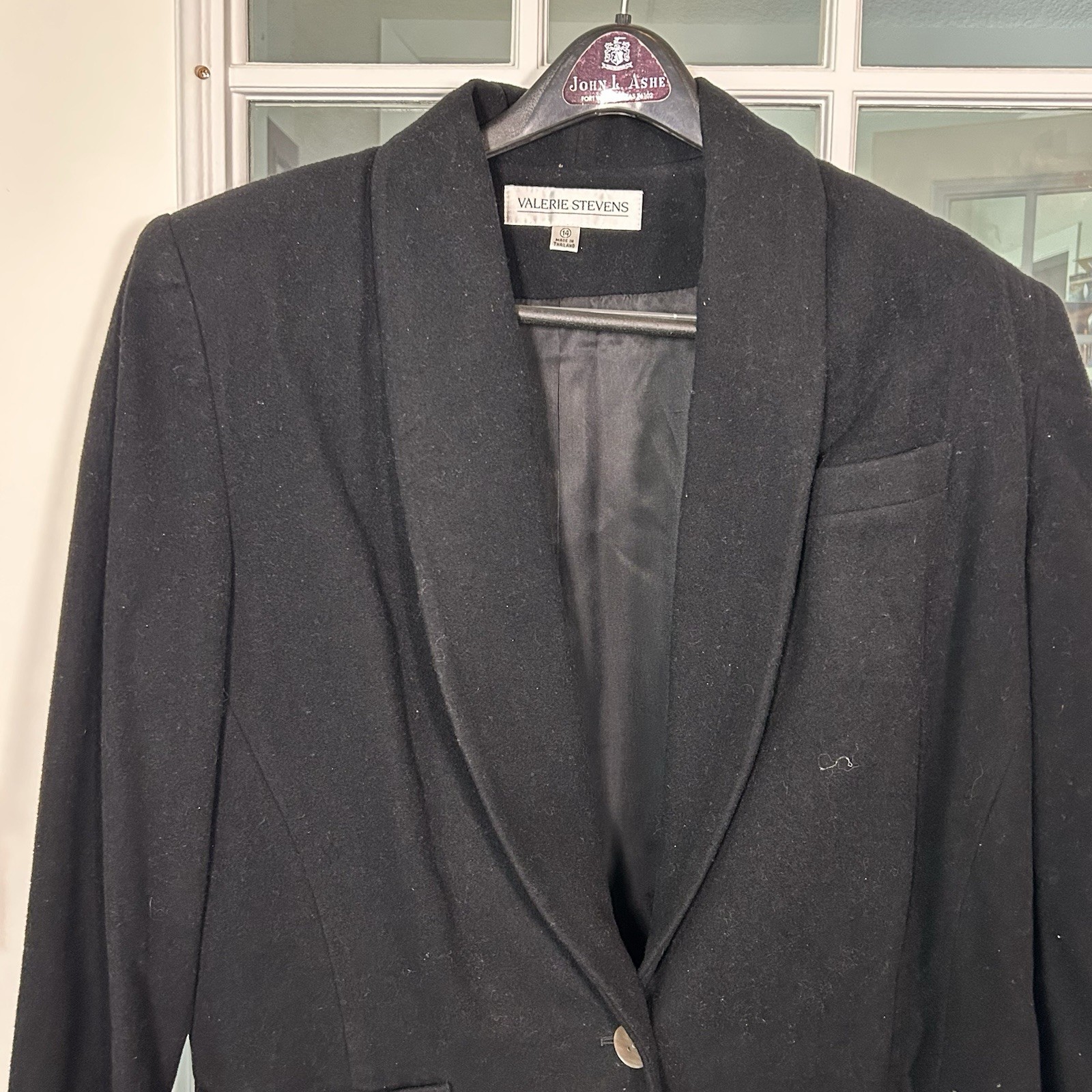 Vintage 90’s Valerie Stevens Wool Cashmere One Button Shawl Collar Blazer Sz 14