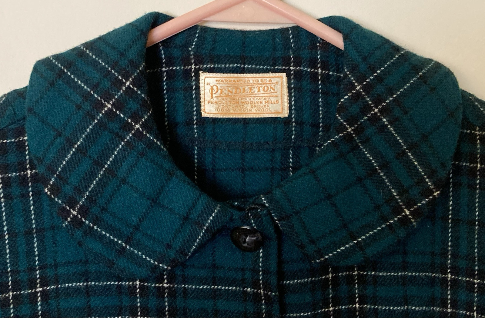 Vintage Pendleton Virgin Wool Dress Coat Plaid Long Pockets USA 1950’s Women’s