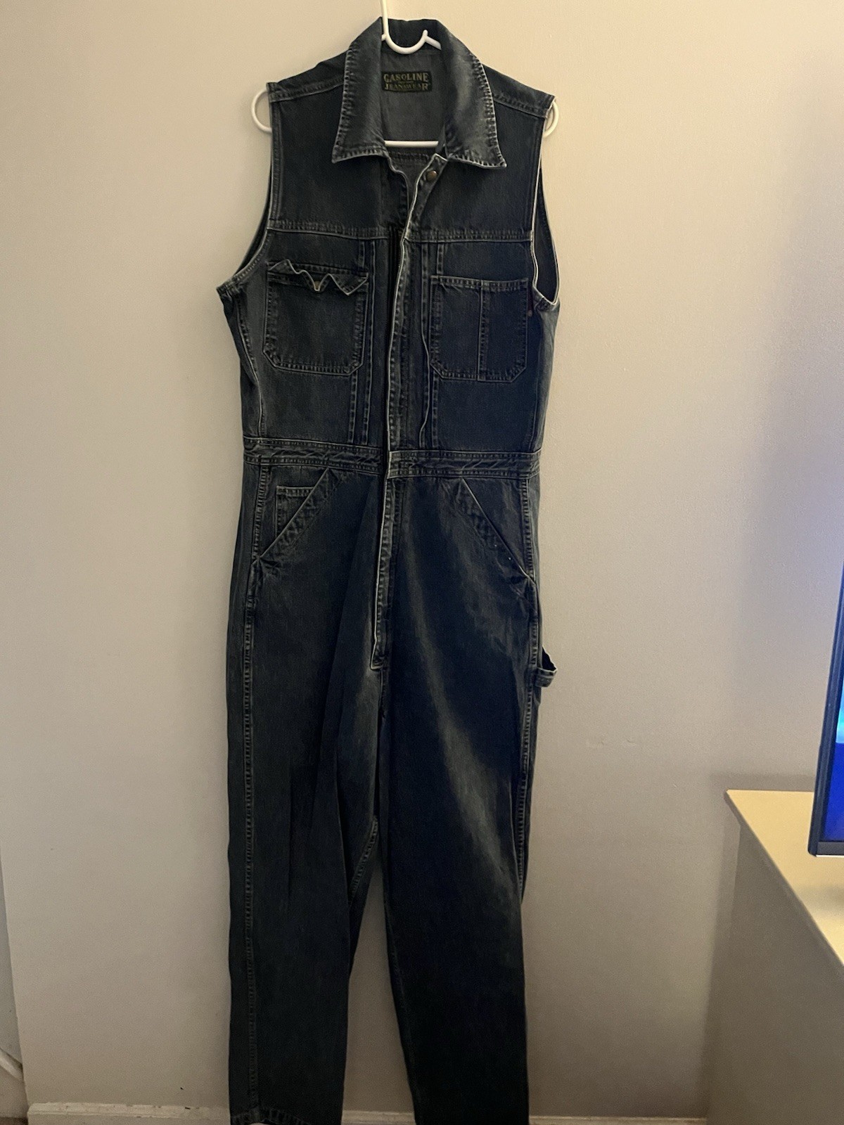 Vintage Denim 1980s Gasoline Sleeveless Jumpsuit Women’s Medium