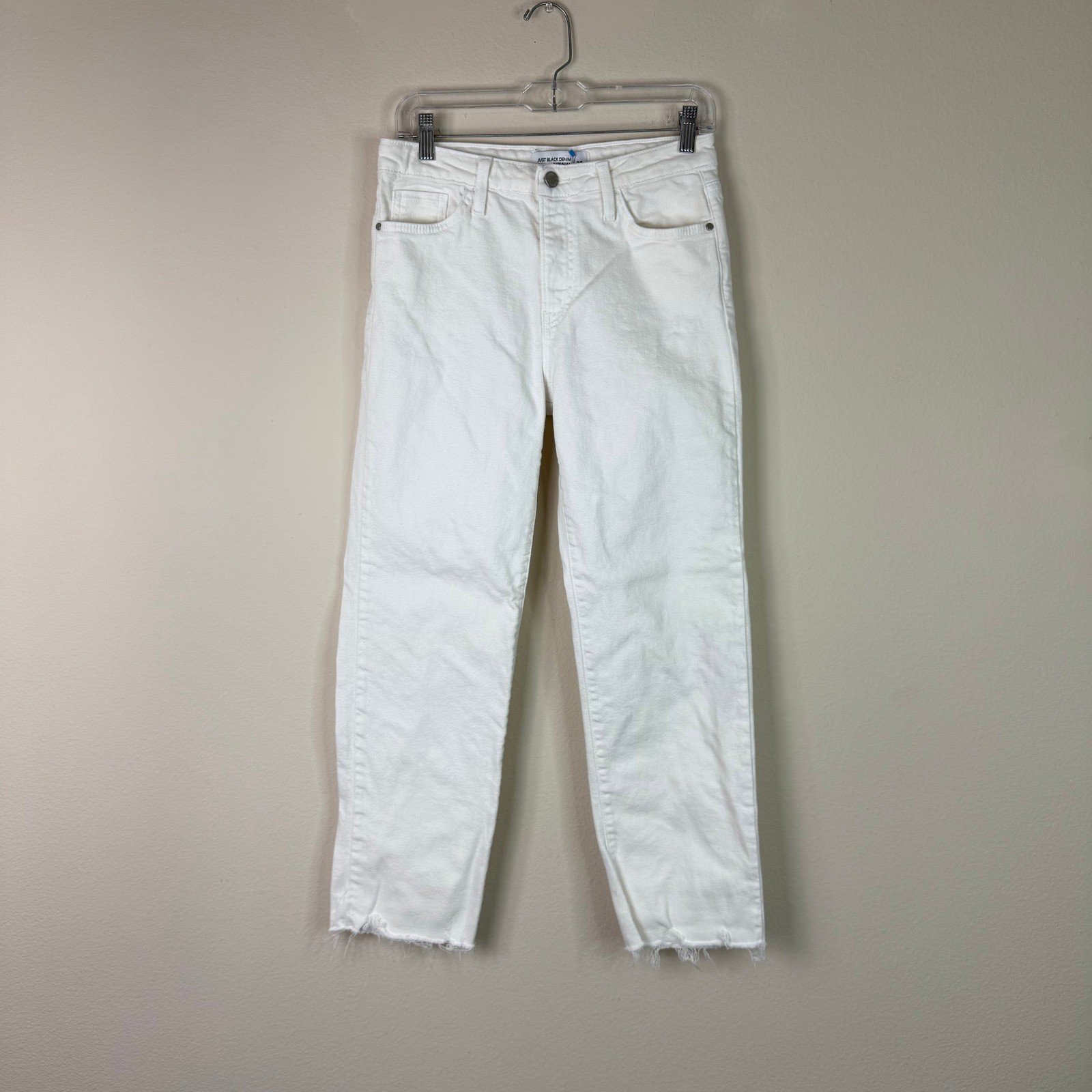 Just Black Denim Women’s The Vintage Straight Distressed Denim Jeans White Sz 28