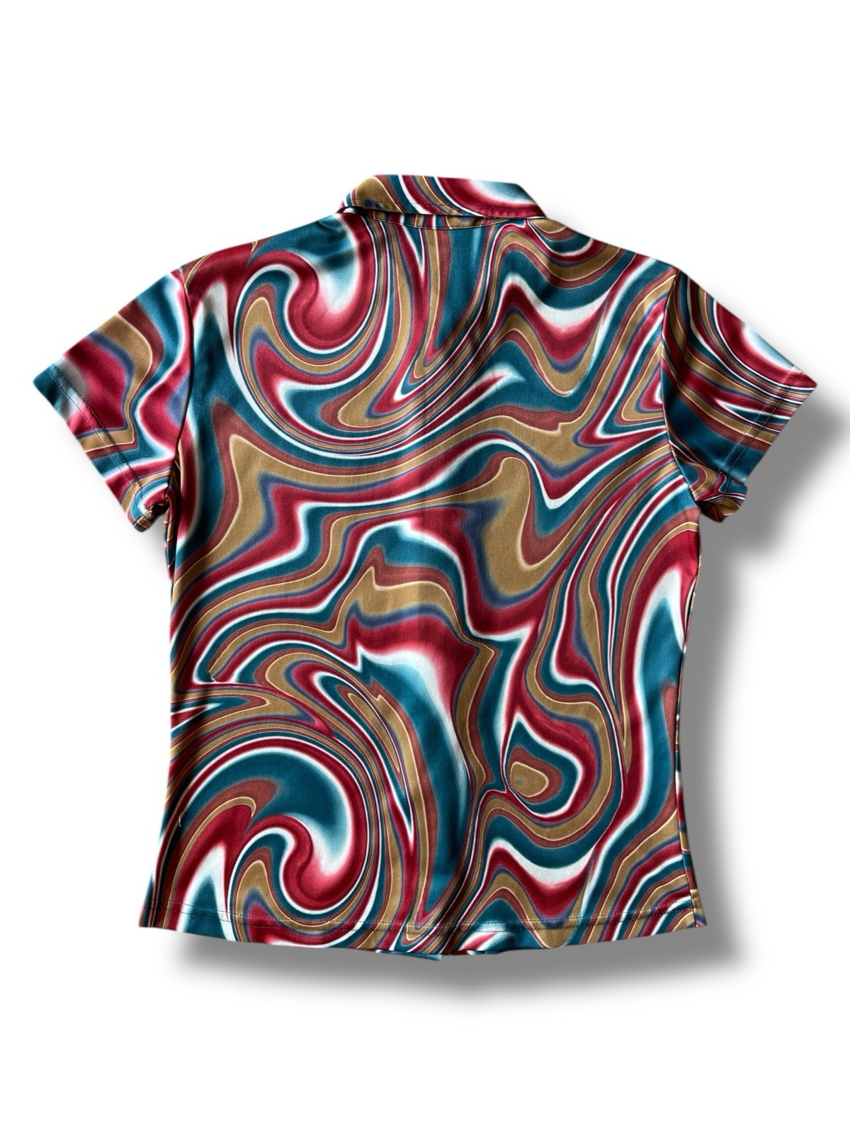 Vintage 90s In Charge Groovy Swirl Button Shirt Size Large Hippie Made In USA