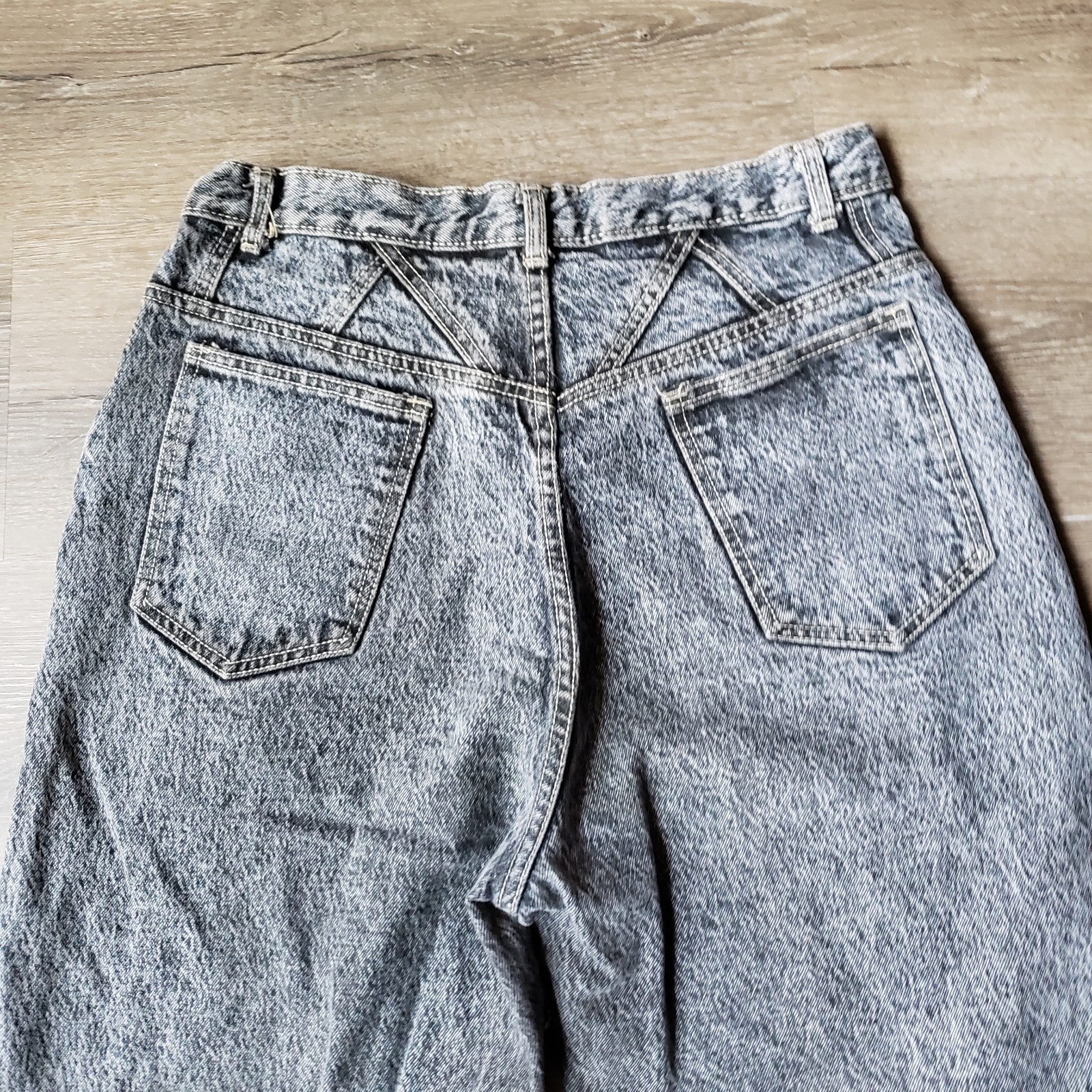 VTG 80s Gitano Black Acid Wash Tapered Jeans Sz 14 RUNS SMALL 27″W DISTRESSED
