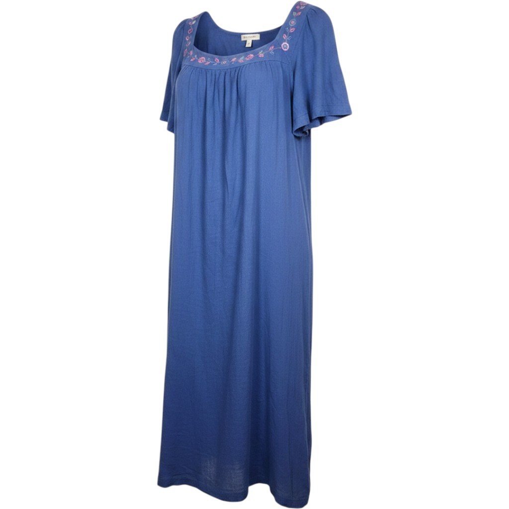 The Vermont Country Store Dress Lavender 1X Embroidered Gauze Muumuu Cottagecore