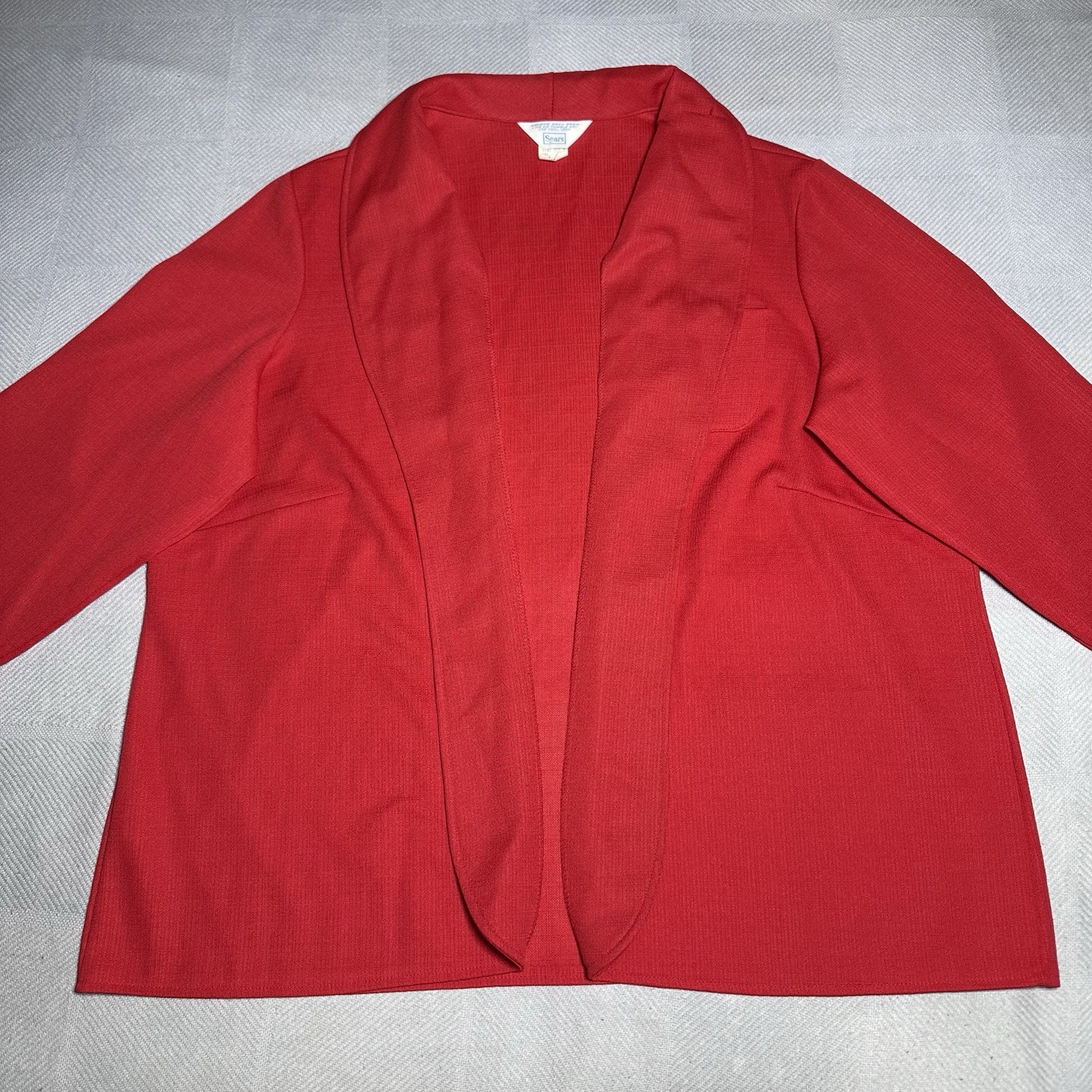 Vintage 60s 70s Sears Blazer Jacket Womens 26.5 Red Polyester Open Front