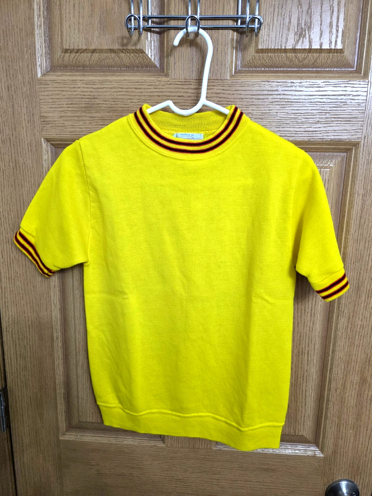 Vintage 60’s Raglan Creslan Sunshine Yellow Sweatshirt Small Short Sleeve USA