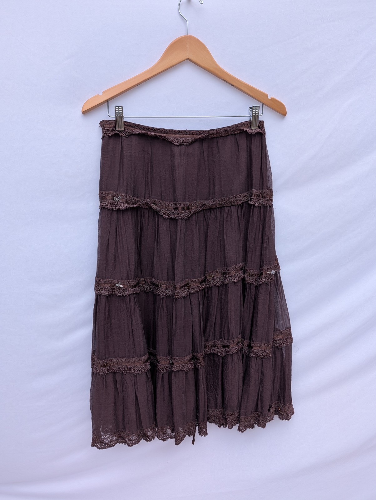 Vintage Antique Rangoon Skirt, Chocolate Brown, Size Extra Small, With Tags