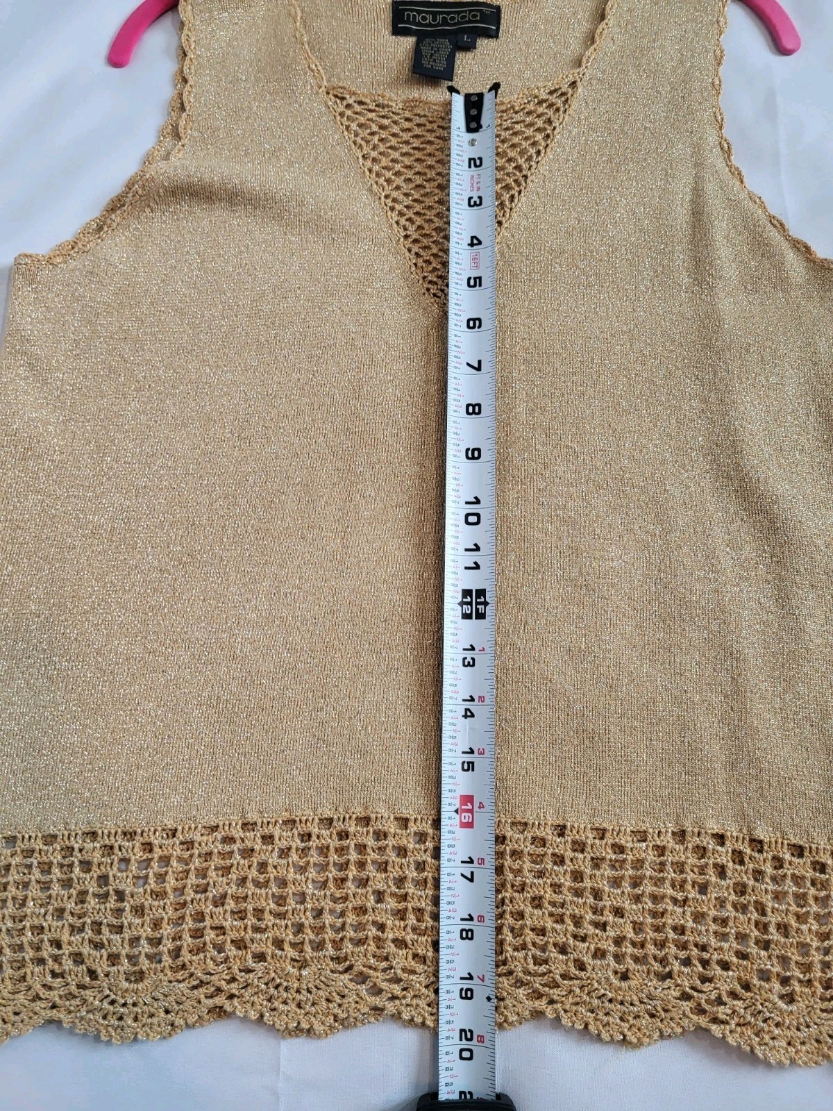 Vintage Maurada Gold Crochet Knit Women’s XL Top Cardigan Set 70s