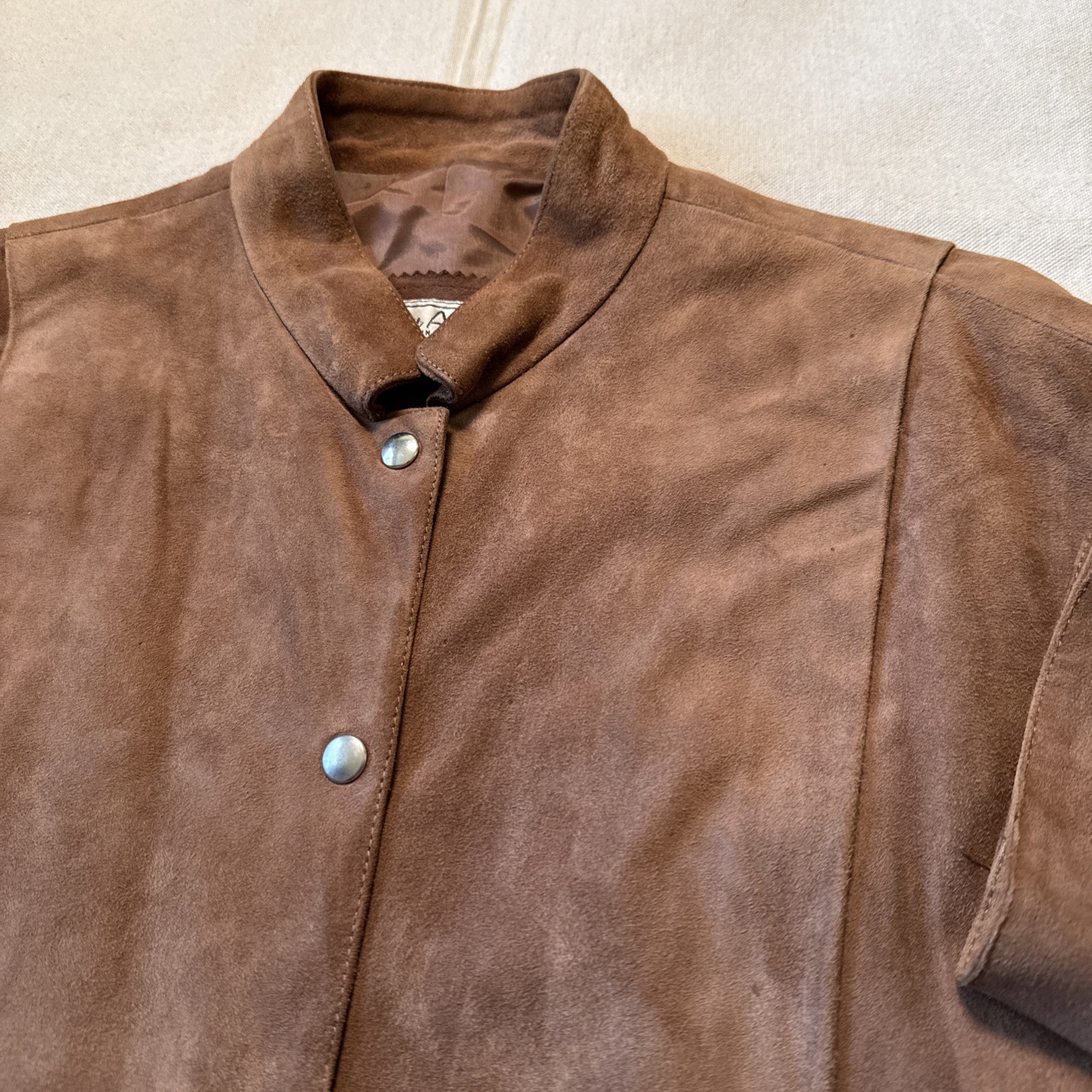 VTG Alan Austin Beverly Hills Suede Snap Jacket Sz 38 Made In France