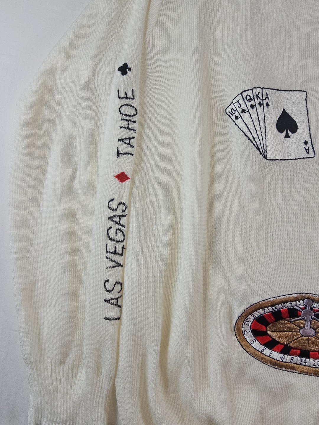 Vintage Cyn Les Shirlee Designs Las Vegas Casino V Neck Sweater Reno Gambling XL