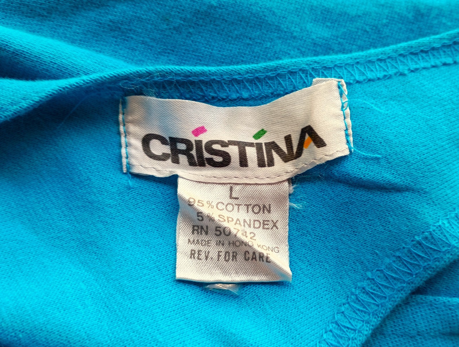 80s 90s Y2K Cristina Turquoise Blue Bow Back Stretch Crop Top Vintage Size L