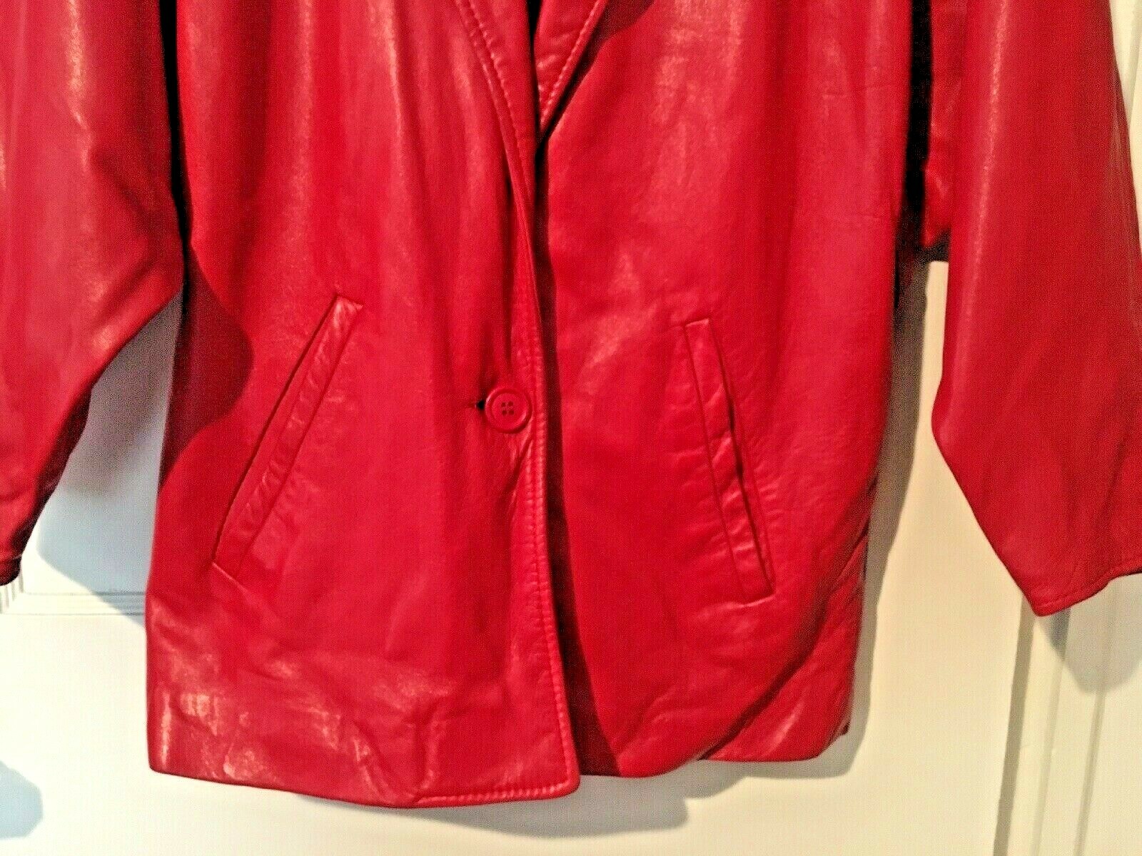 Vintage 80s Vakko Red Leather Jacket Womens Small USA Coat Fashion Coat
