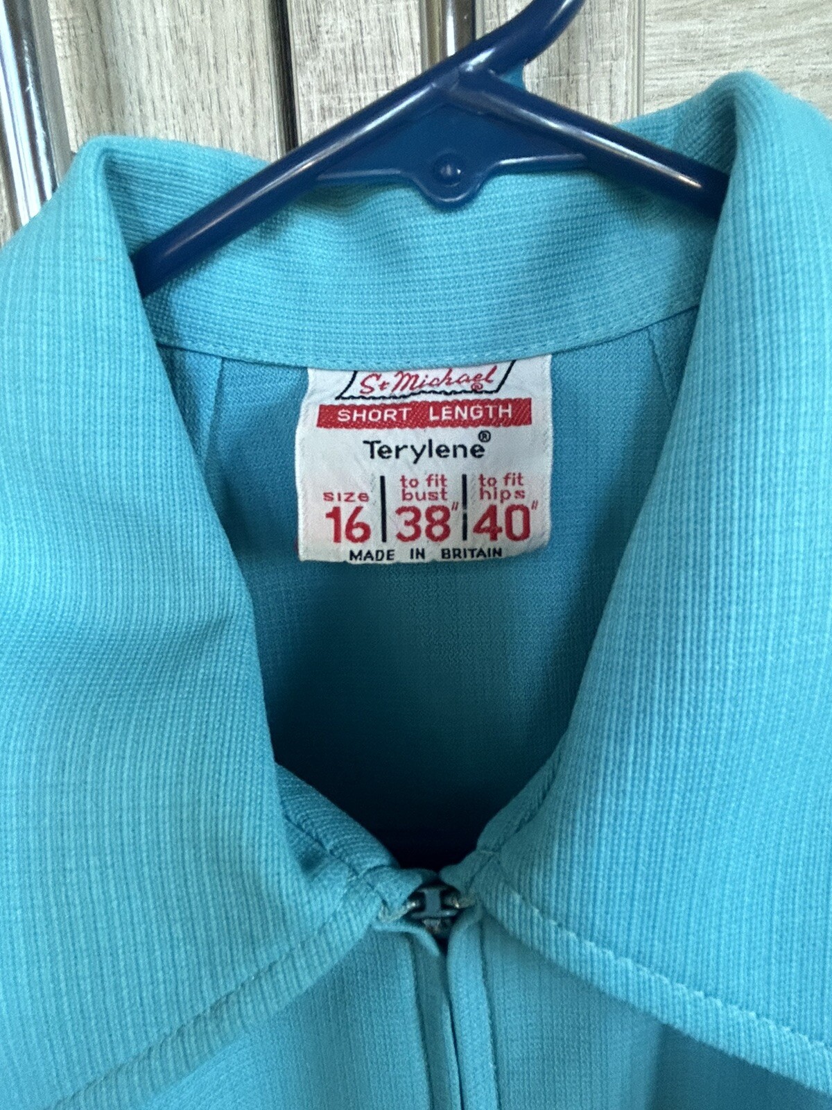 Vintage 60s Womens St Michael Shift Dress Blue Mod Jackie Sleeveless Zip Up