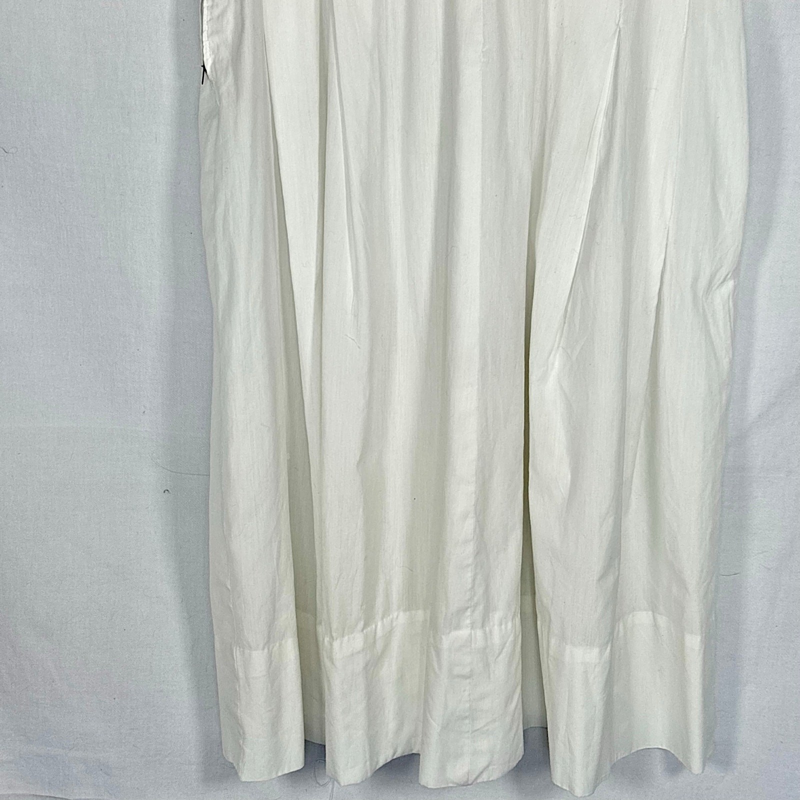 Vintage 1950s White Cotton Day Dress Crochet Trim Pleated Skirt Side Metal Zip