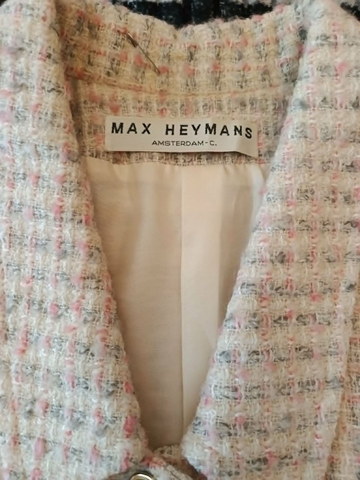 Max Heymans Rare Vintage Haute Couture Tweed Boucle Drop-Waist Flapper Dress M L