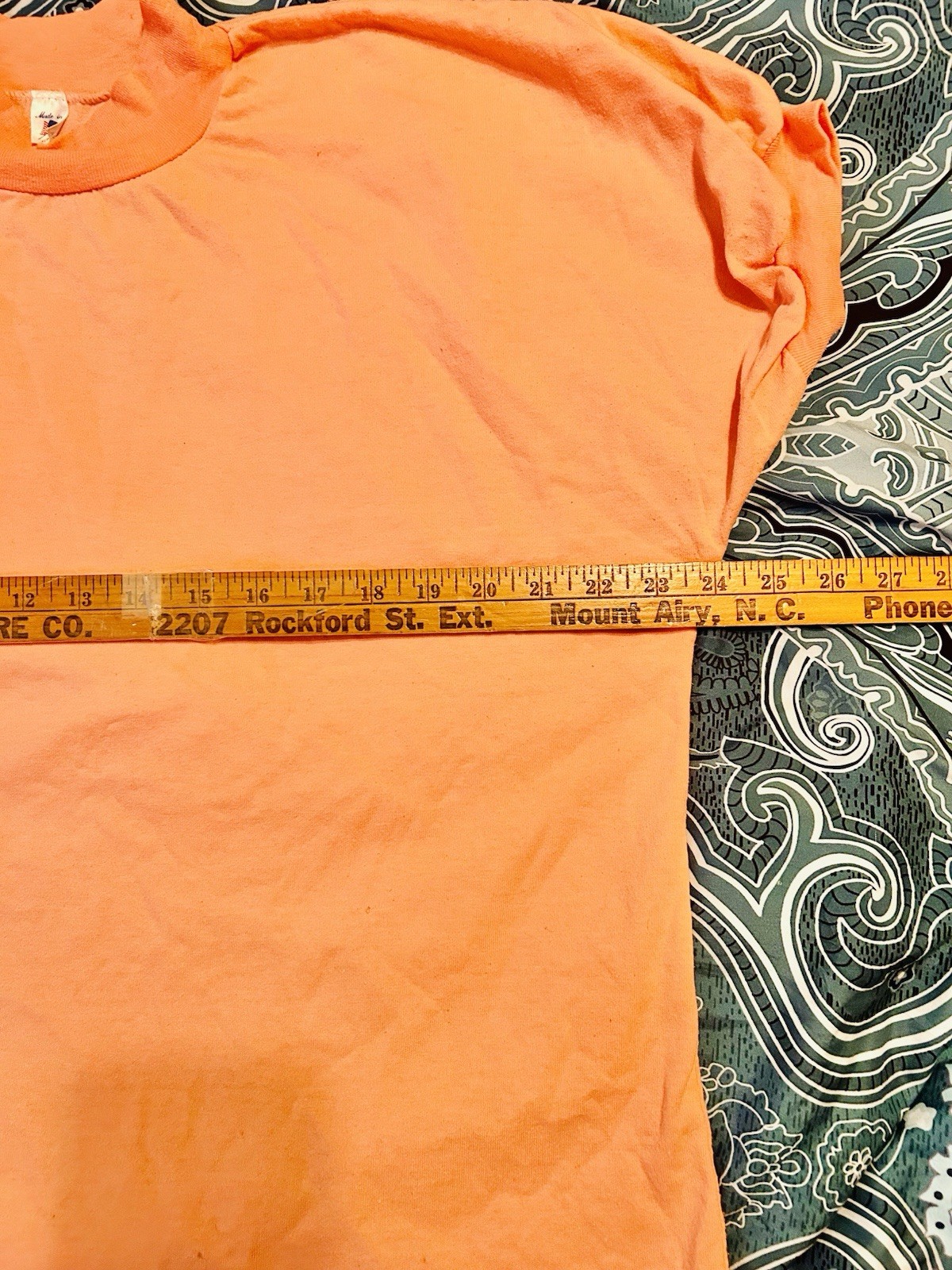 VTG 80’s Mock Turtle Neck Short Cap Sleeve T-Shirt Peach Single Stitch W’s L USA